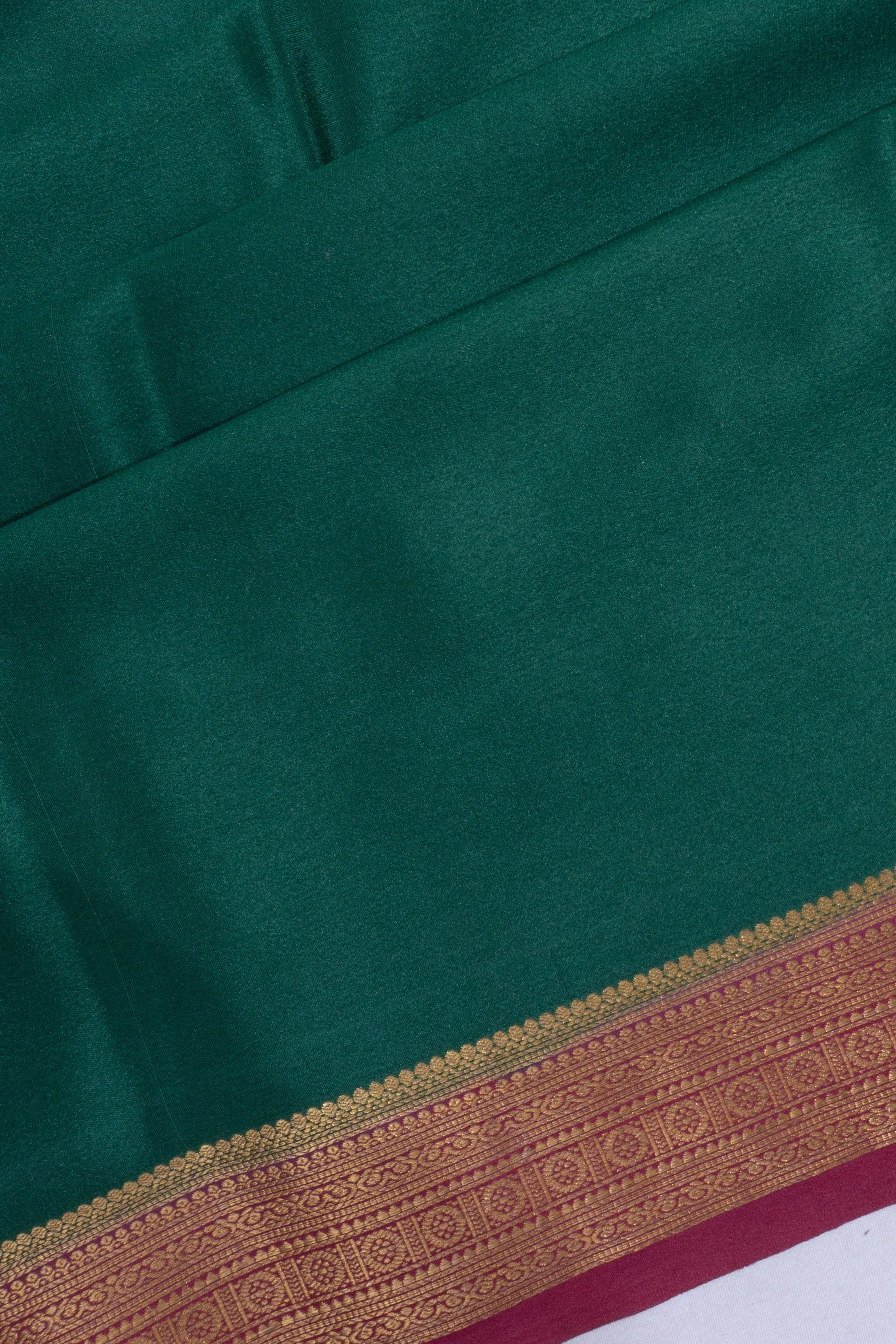 Mysore Silk Plain Bottle Green Saree
