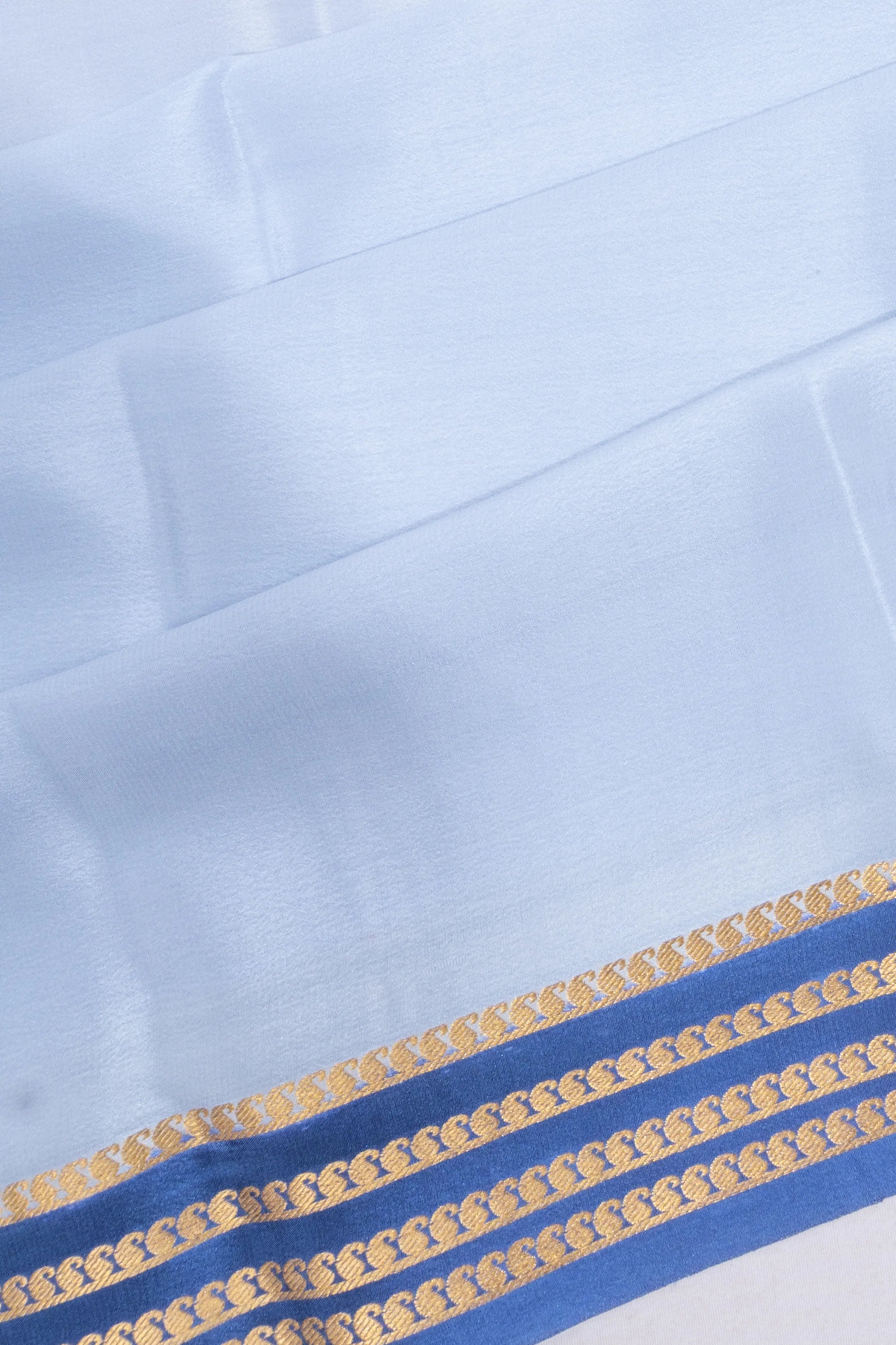 Mysore Silk Plain Pastel Blue Saree