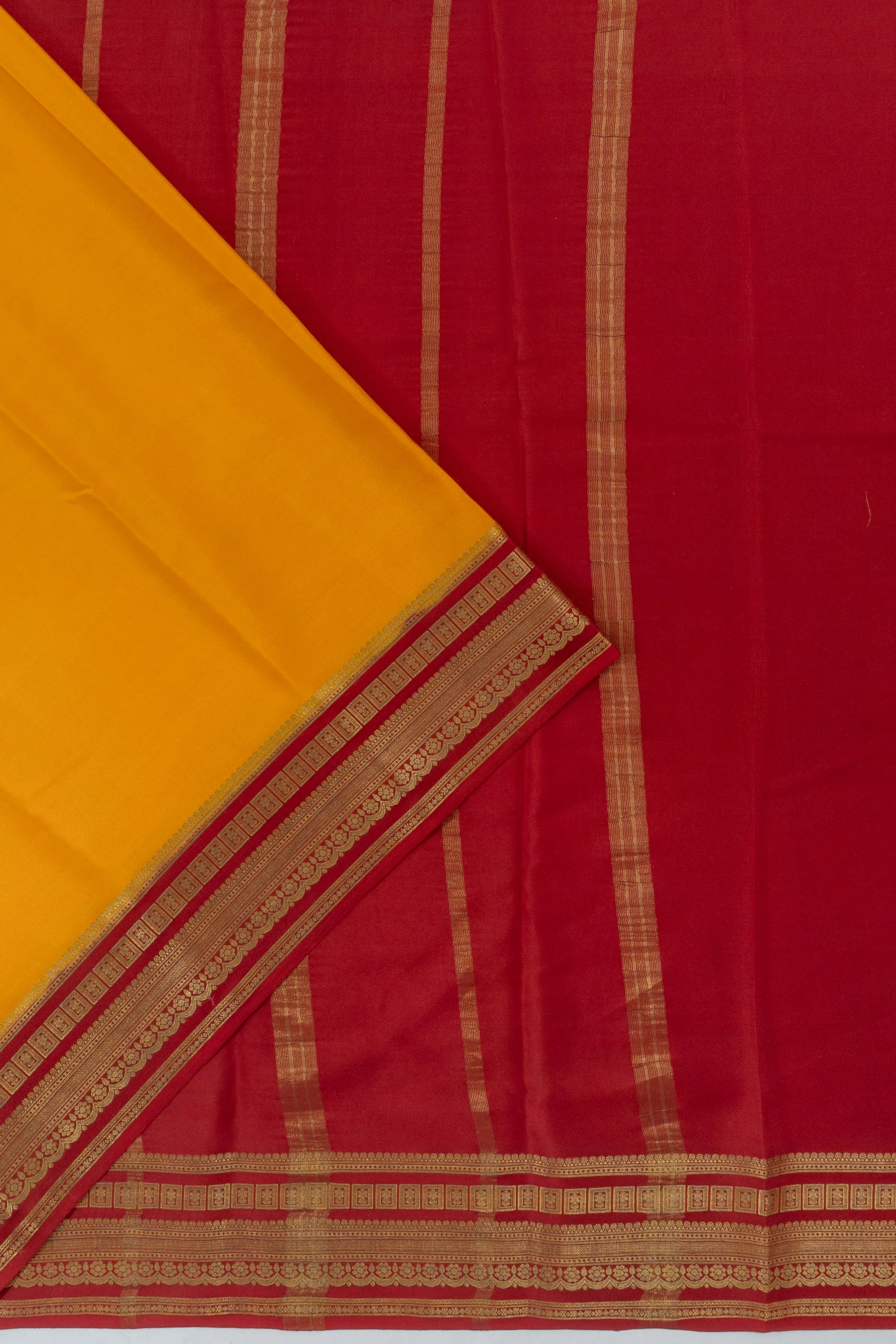 Mysore Silk Plain Mustard Yellow Saree