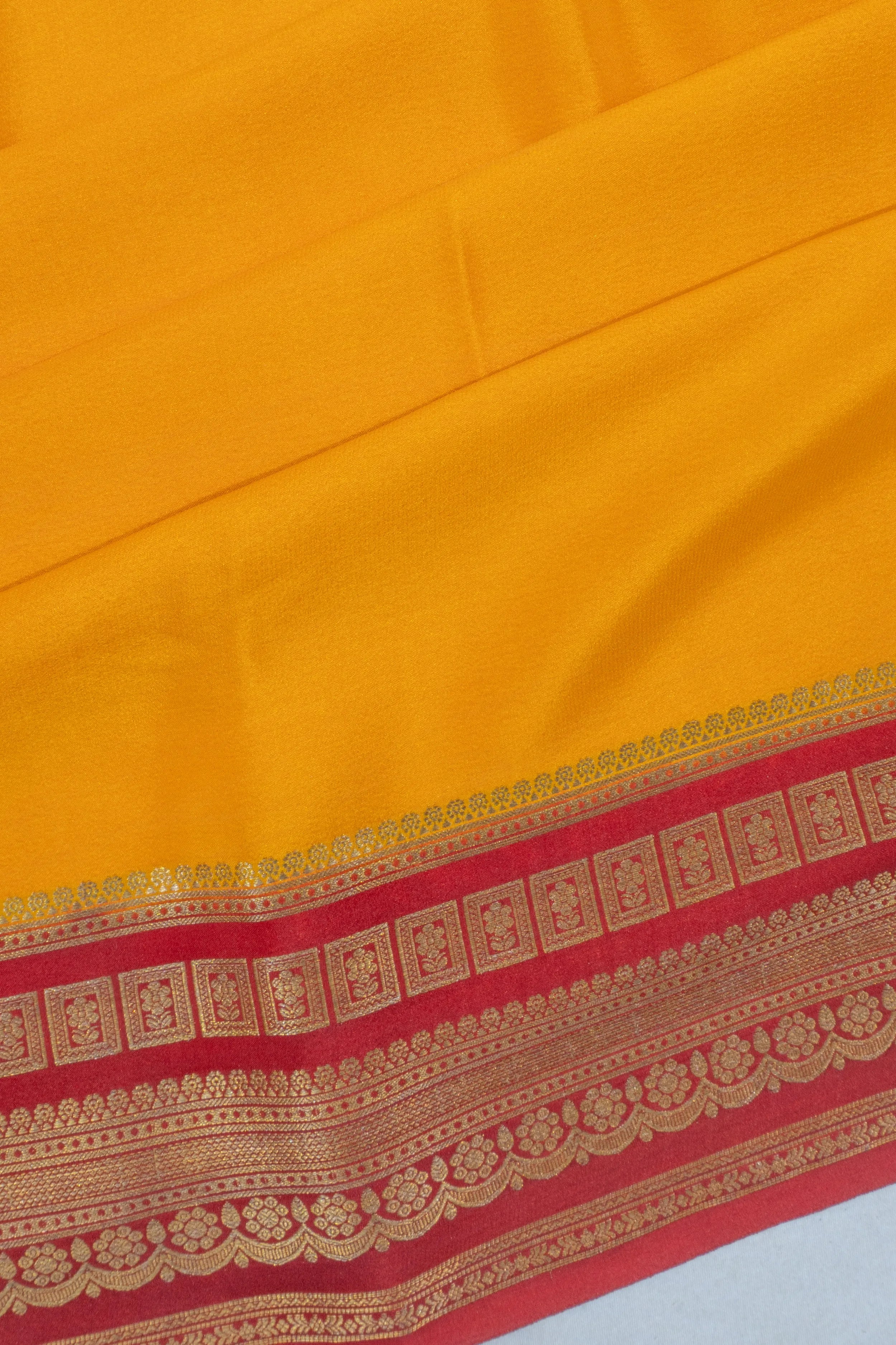 Mysore Silk Plain Mustard Yellow Saree