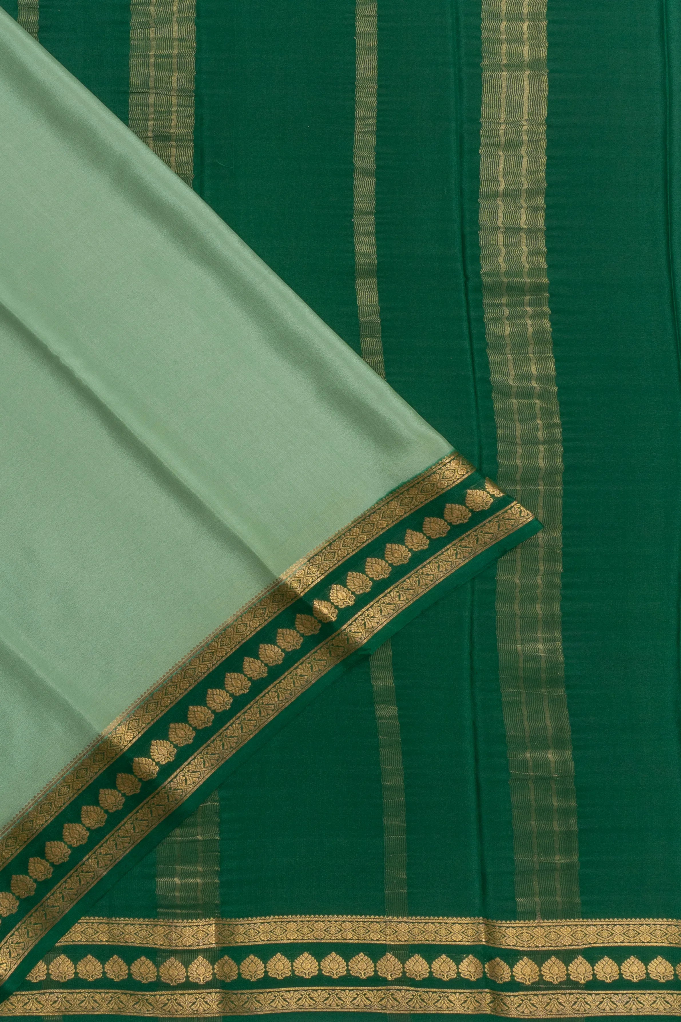 Mysore Silk Plain Sea Green Saree
