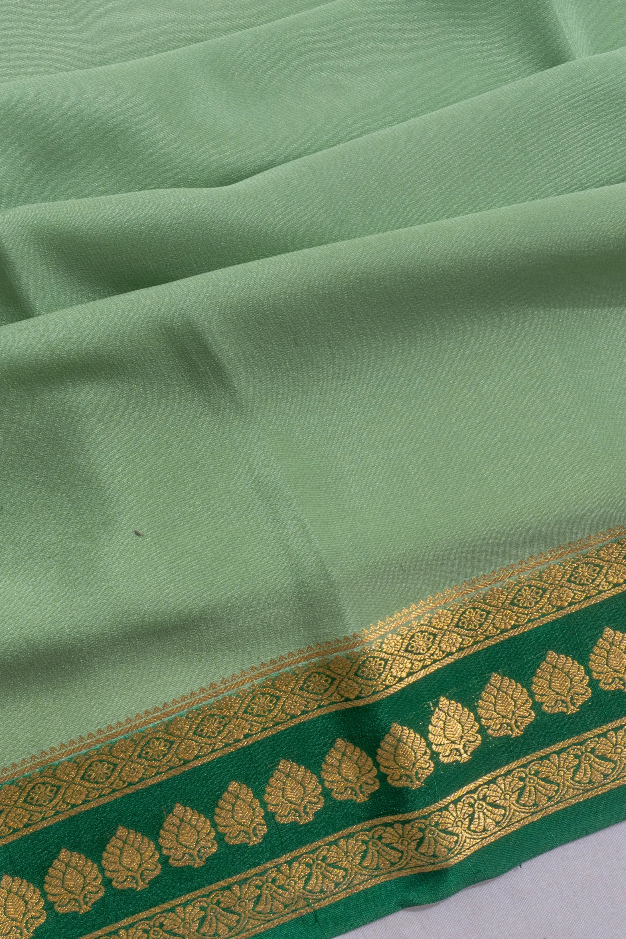 Mysore Silk Plain Sea Green Saree