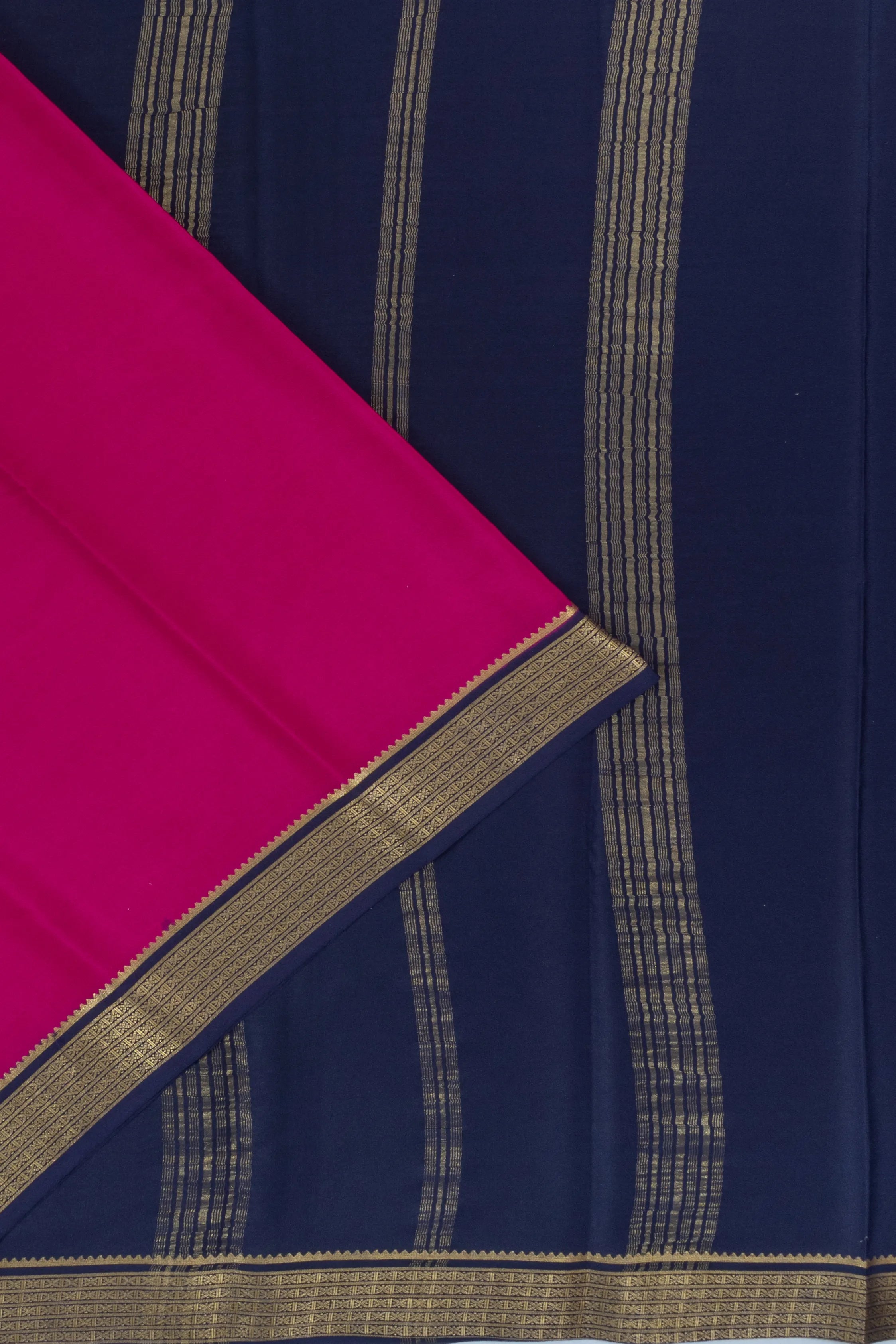 Mysore Silk Plain Rani Pink Saree