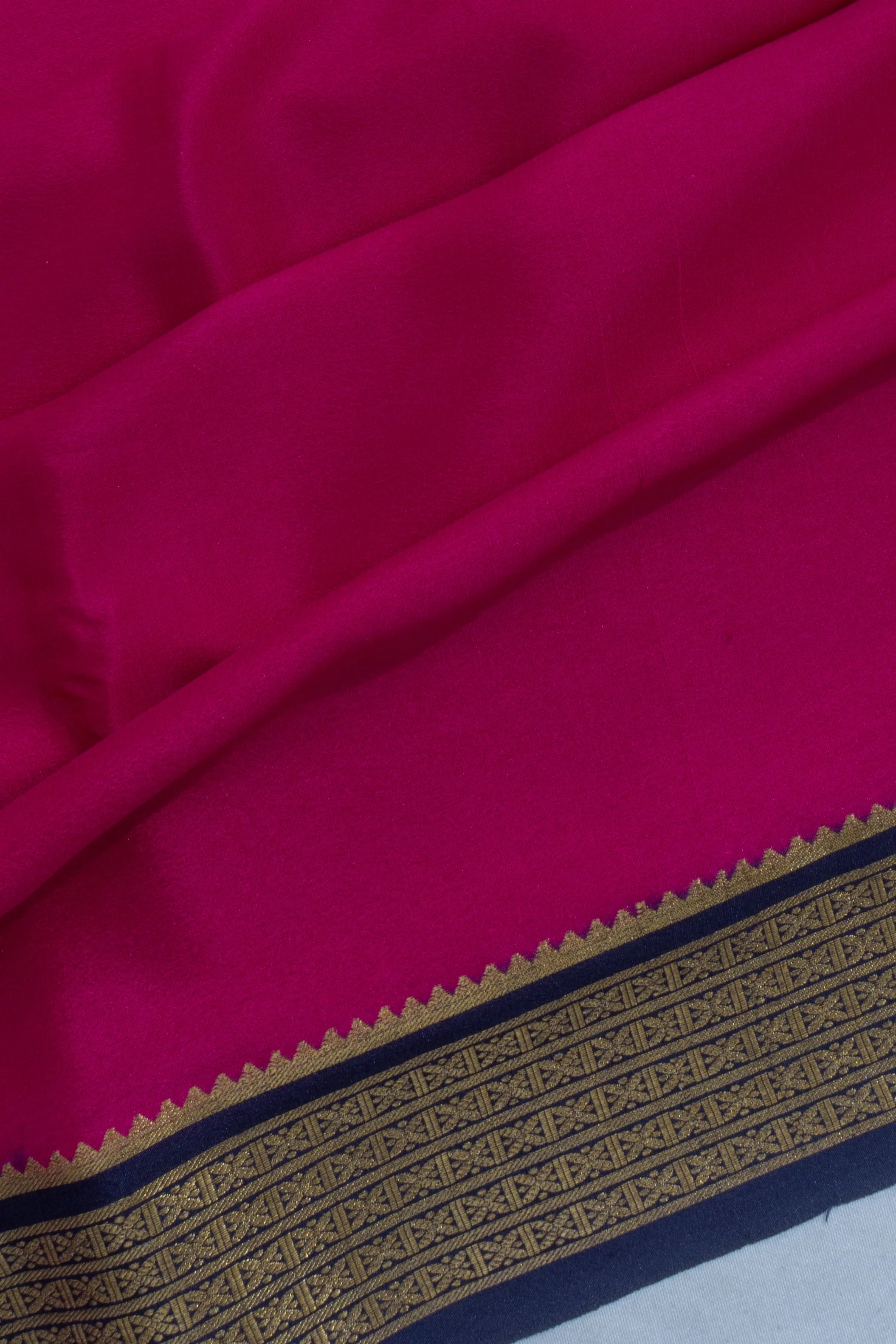 Mysore Silk Plain Rani Pink Saree