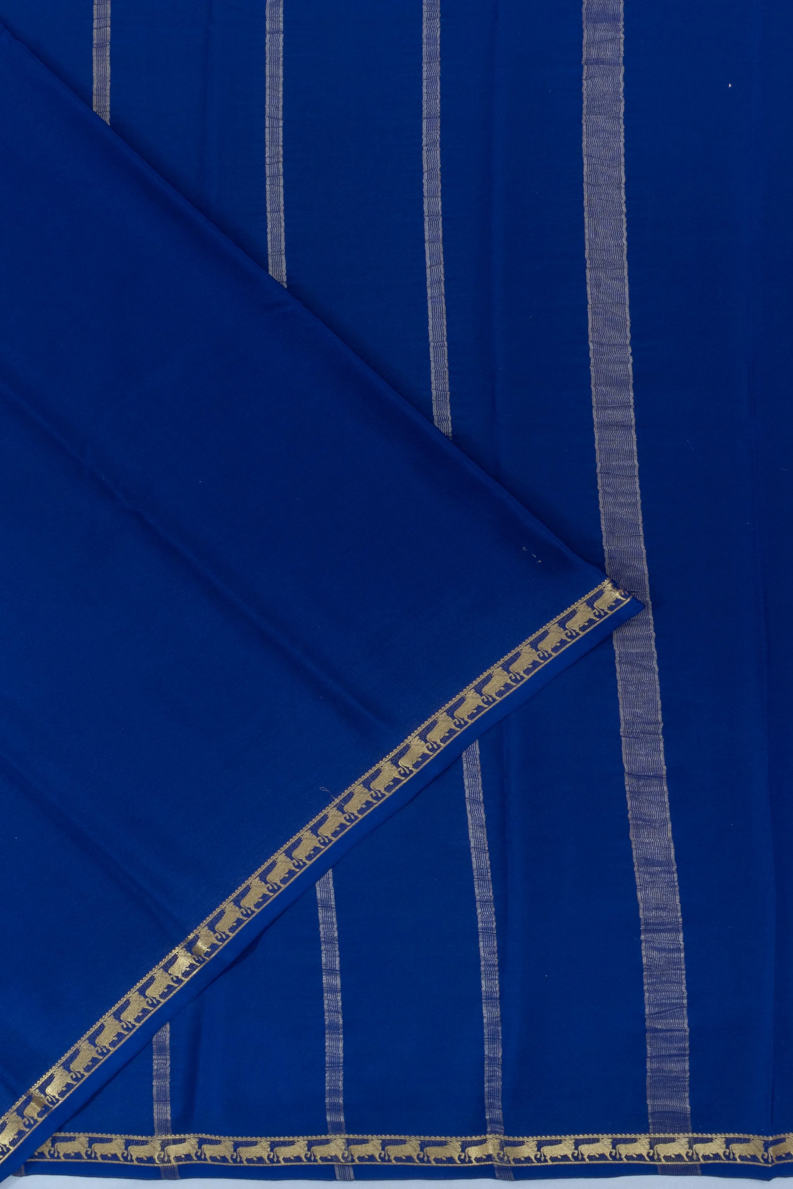 Mysore Silk Plain Royal Blue Saree With Pichwai Border