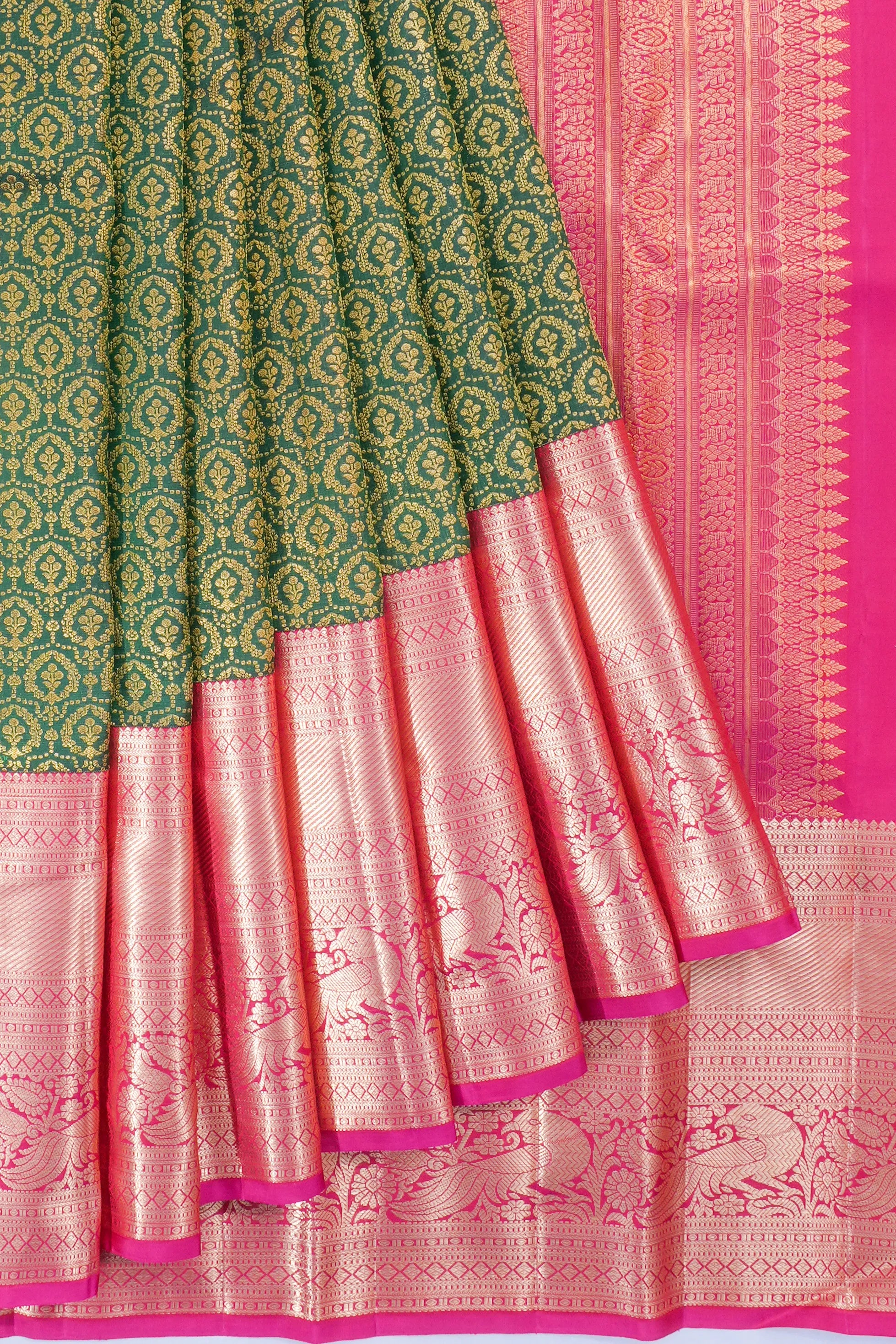 Kanchipuram Silk Brocade Green Saree