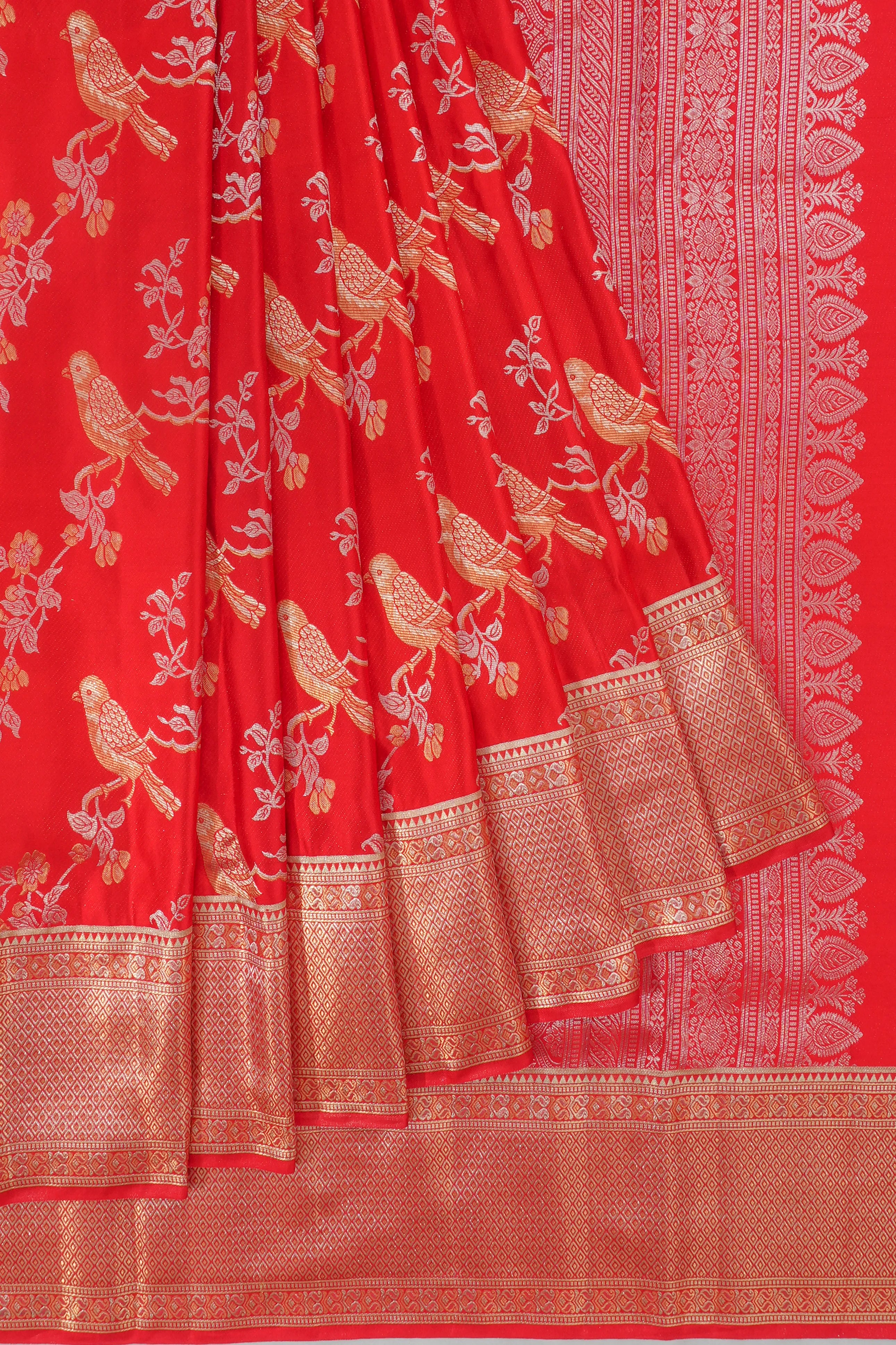Kanchipuram Silk Jaal Red Saree