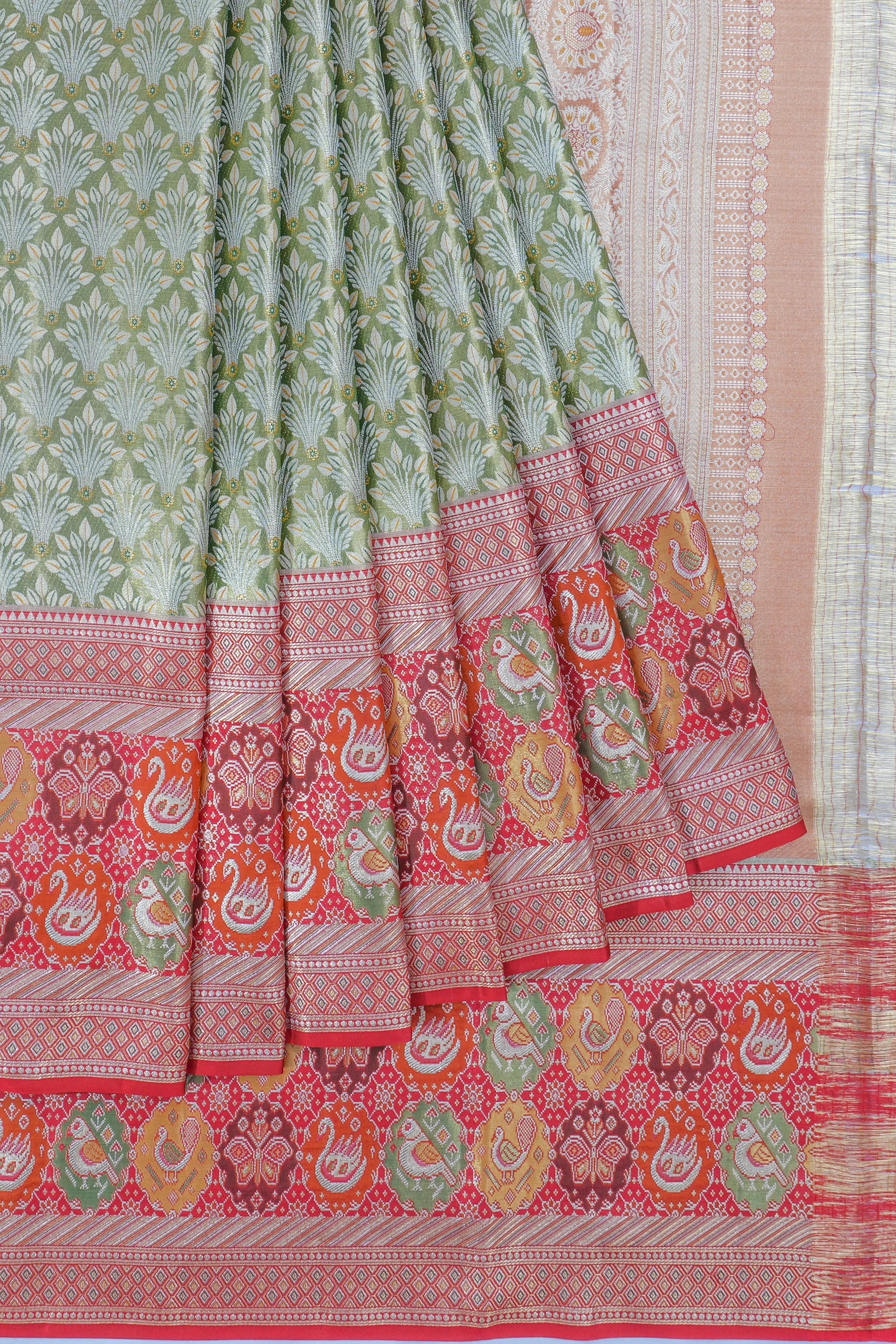 Kanchipuram Silk Tissue Brocade Green Saree