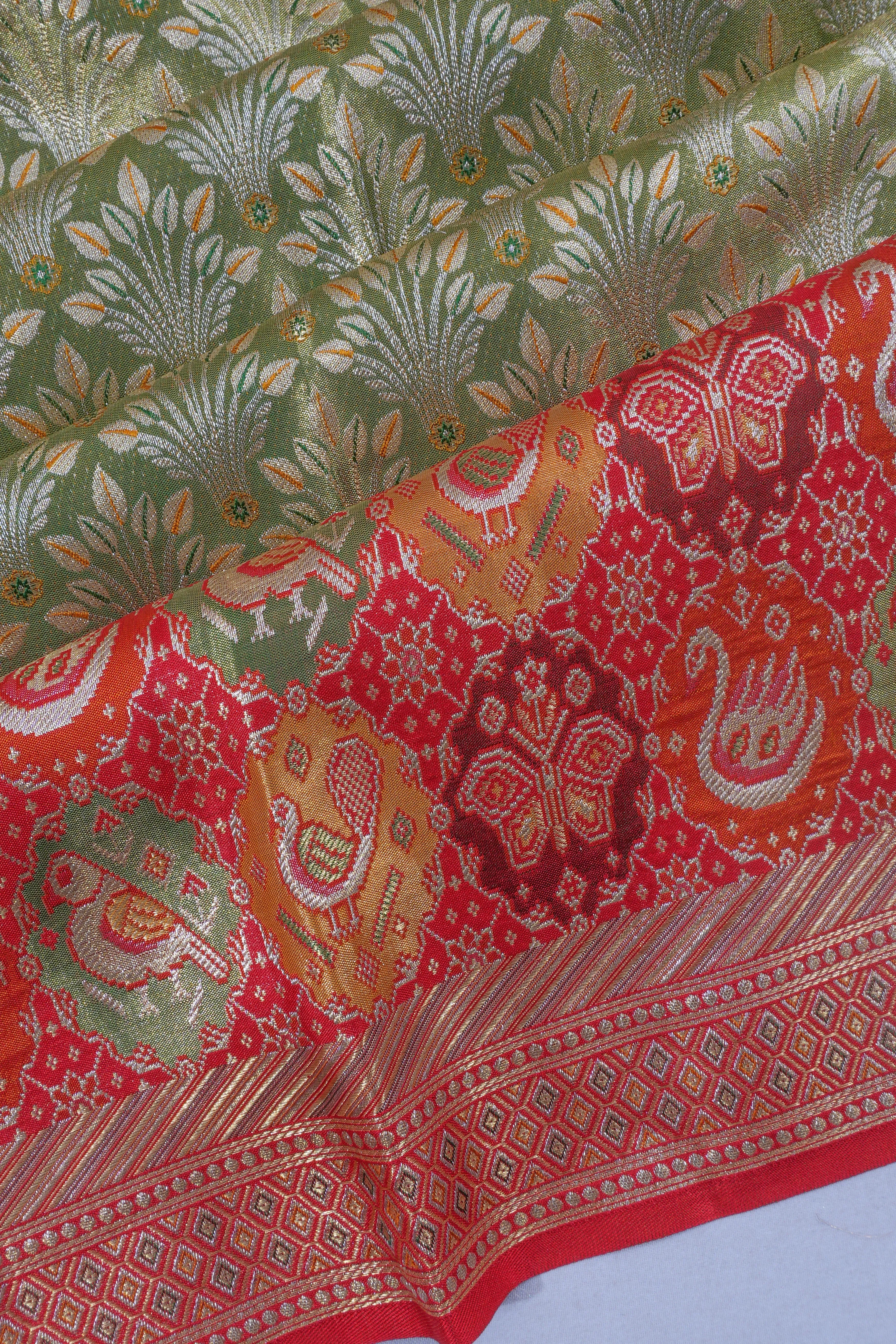 Kanchipuram Silk Tissue Brocade Green Saree