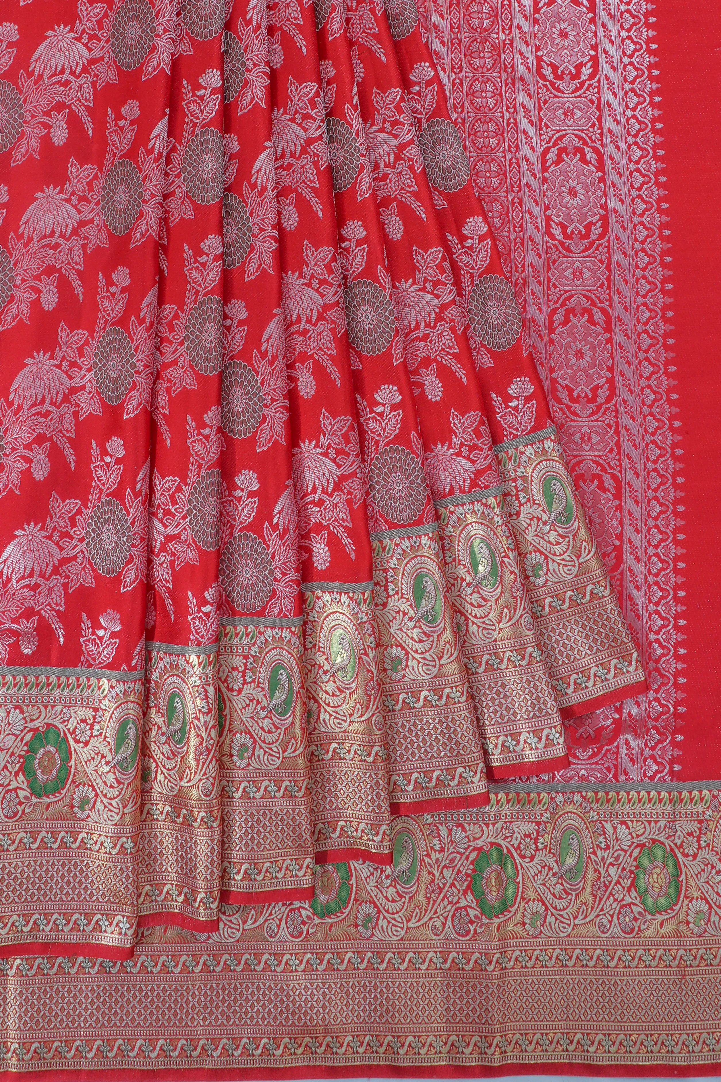 Kanchipuram Silk Jaal Red Saree