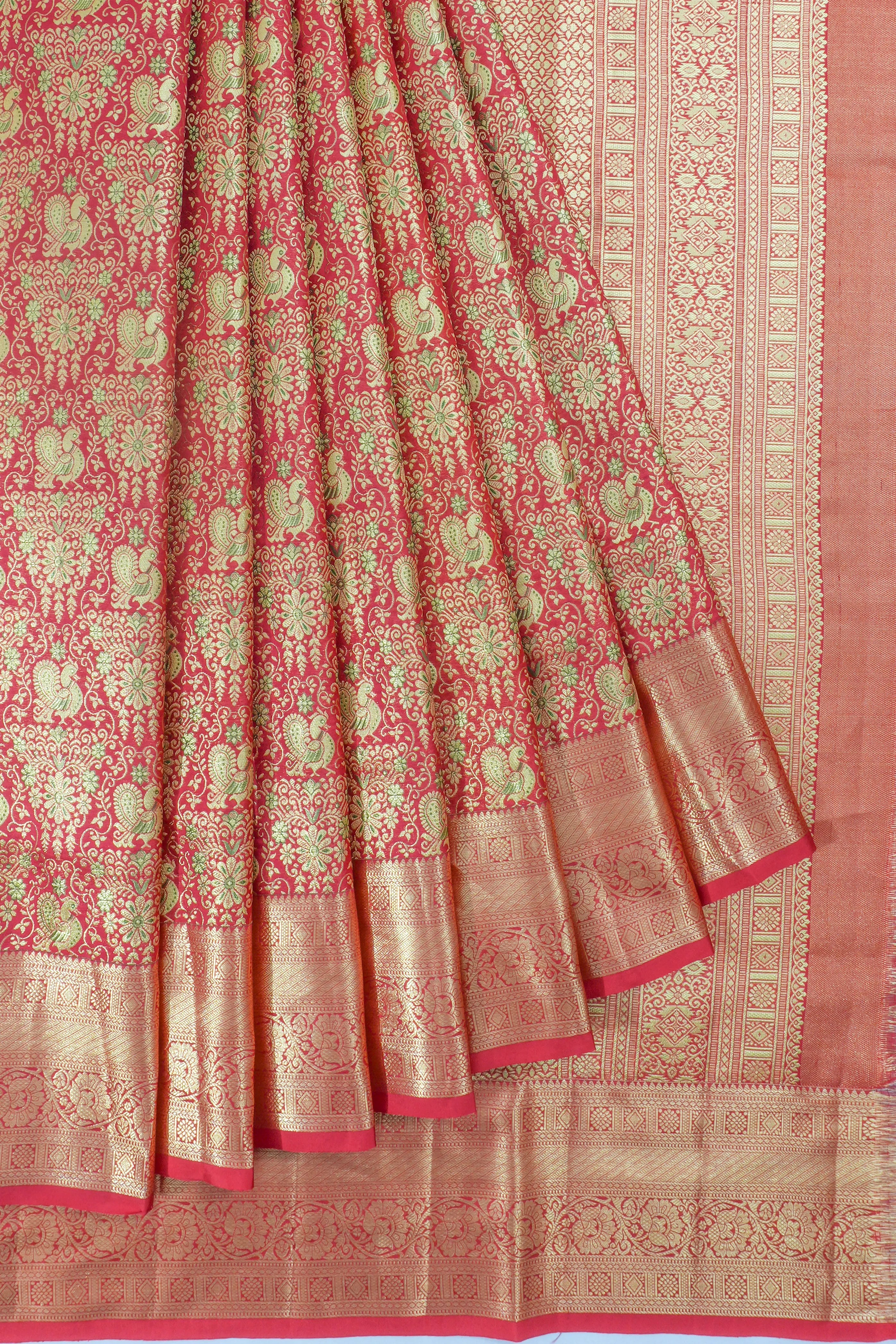 Kanchipuram Silk Brocade Red Saree