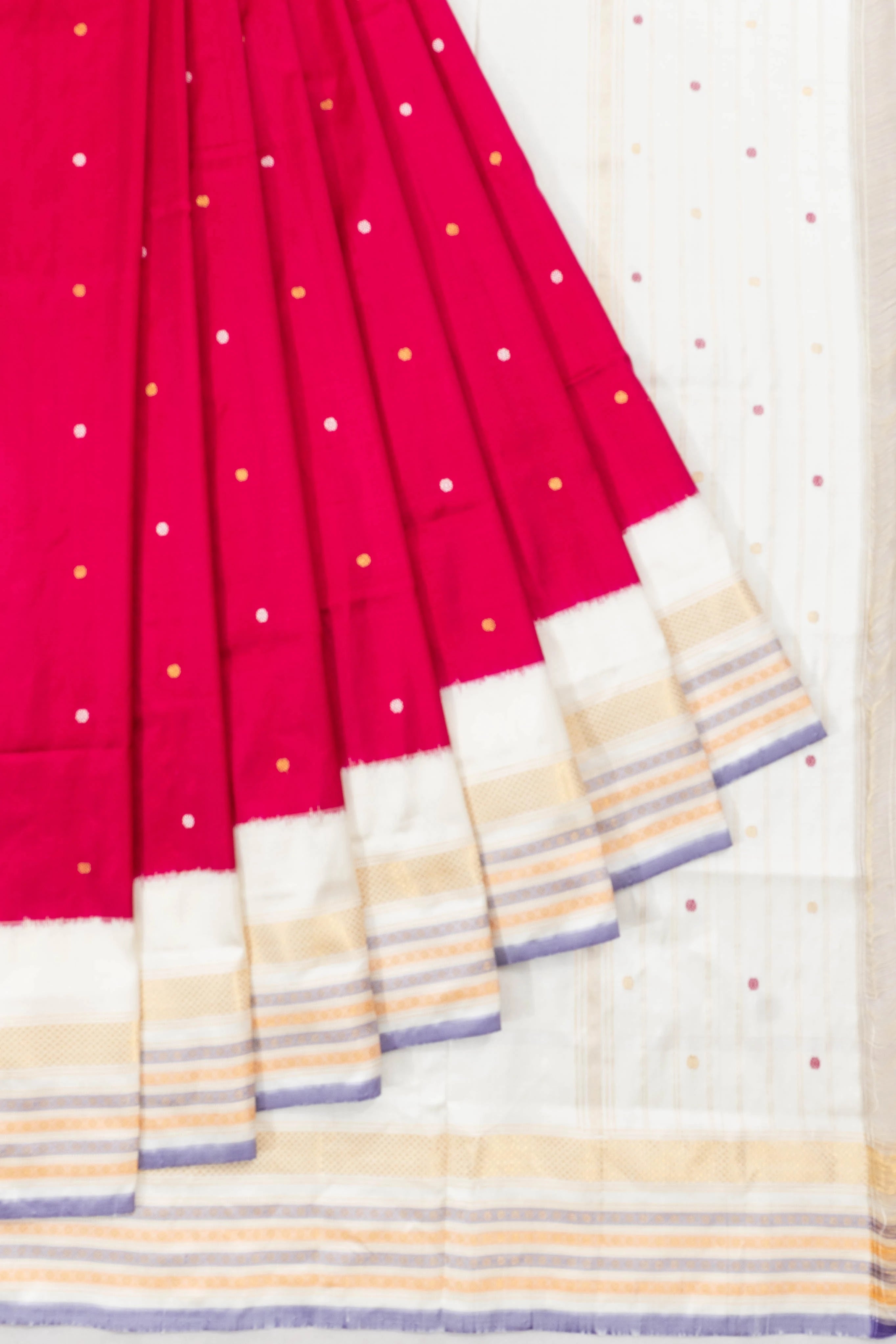 Pochampally Silk Ikat Butta Pink Saree