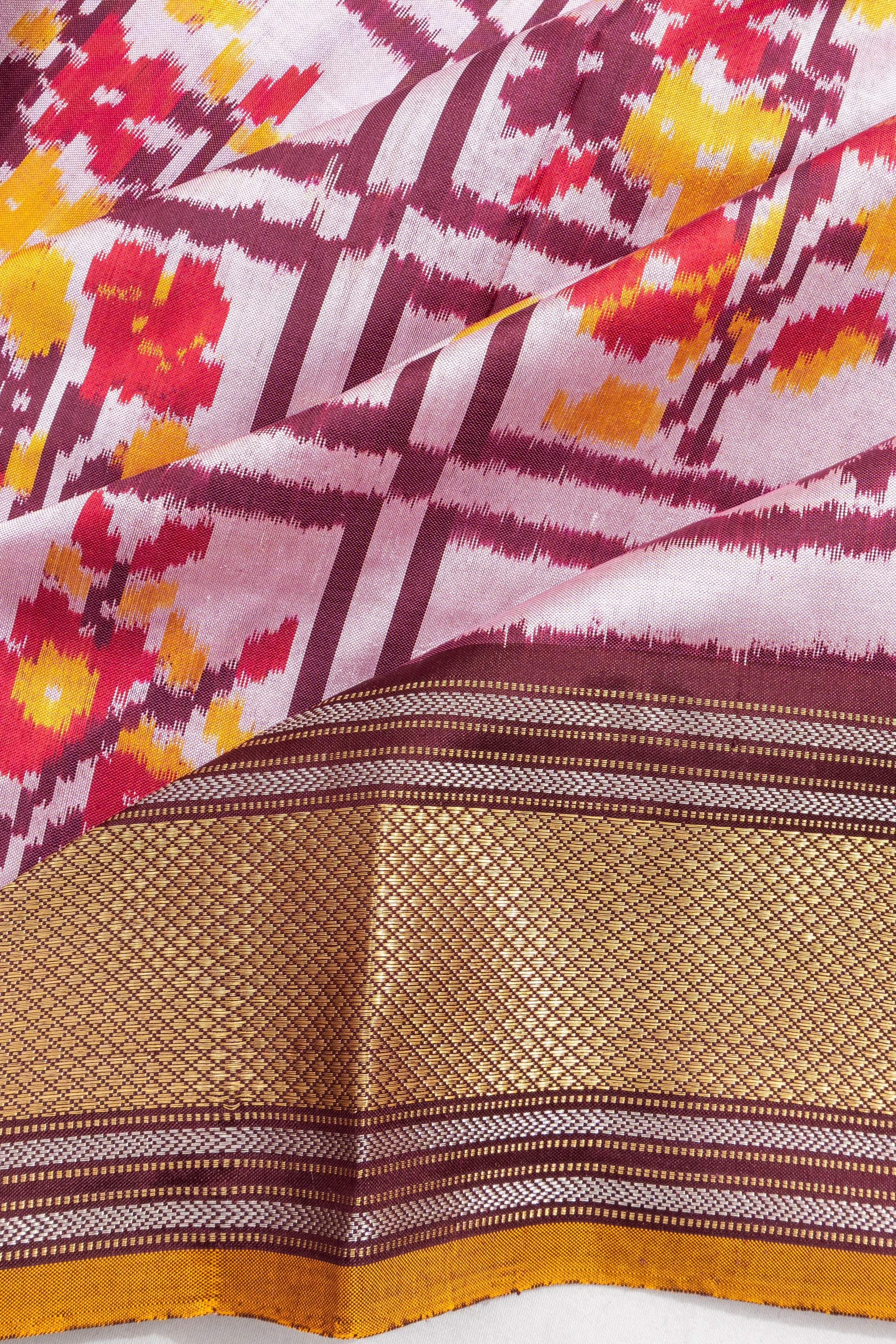 Pochampally Silk Ikat White Saree