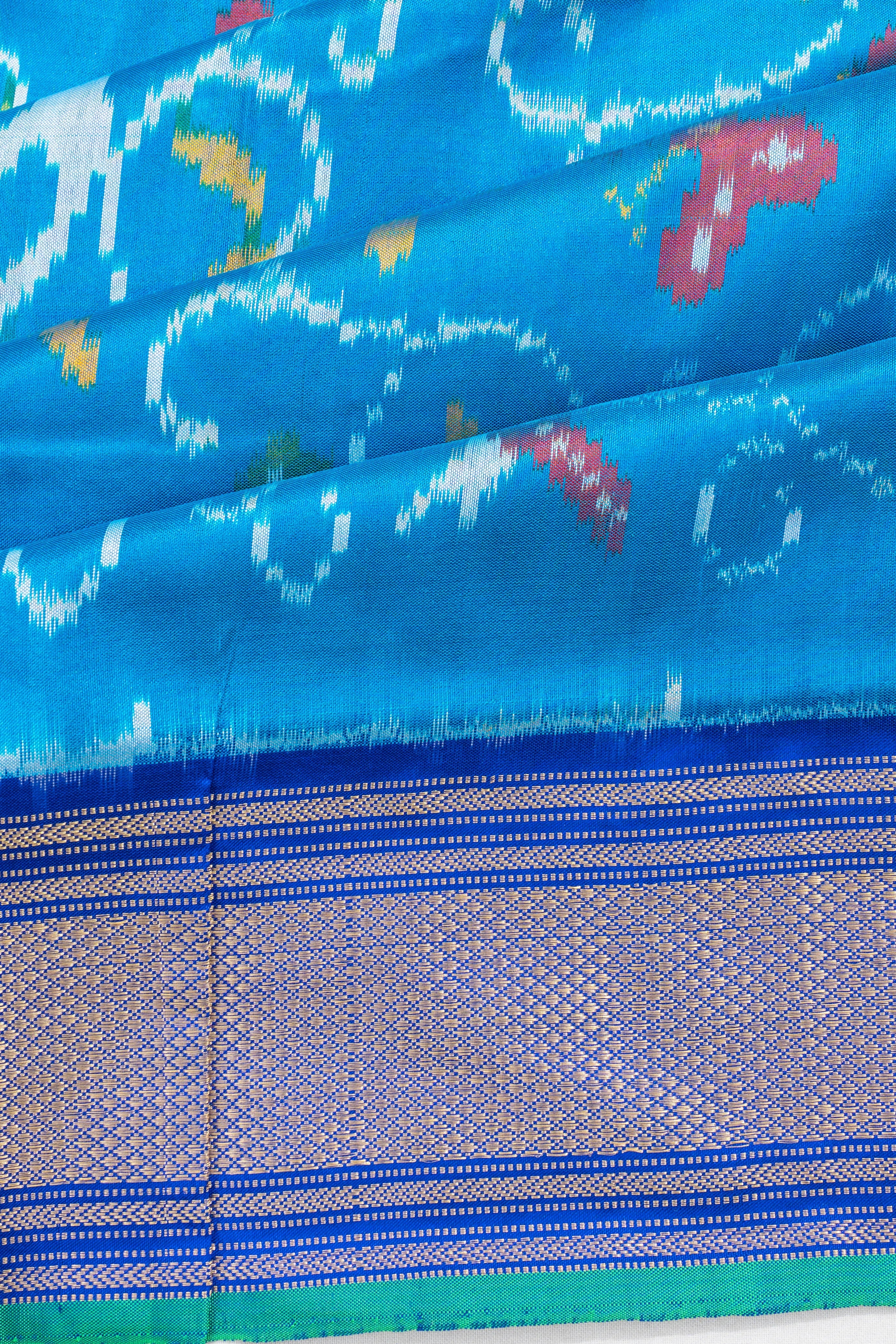 Pochampally Silk Ikat Blue Saree