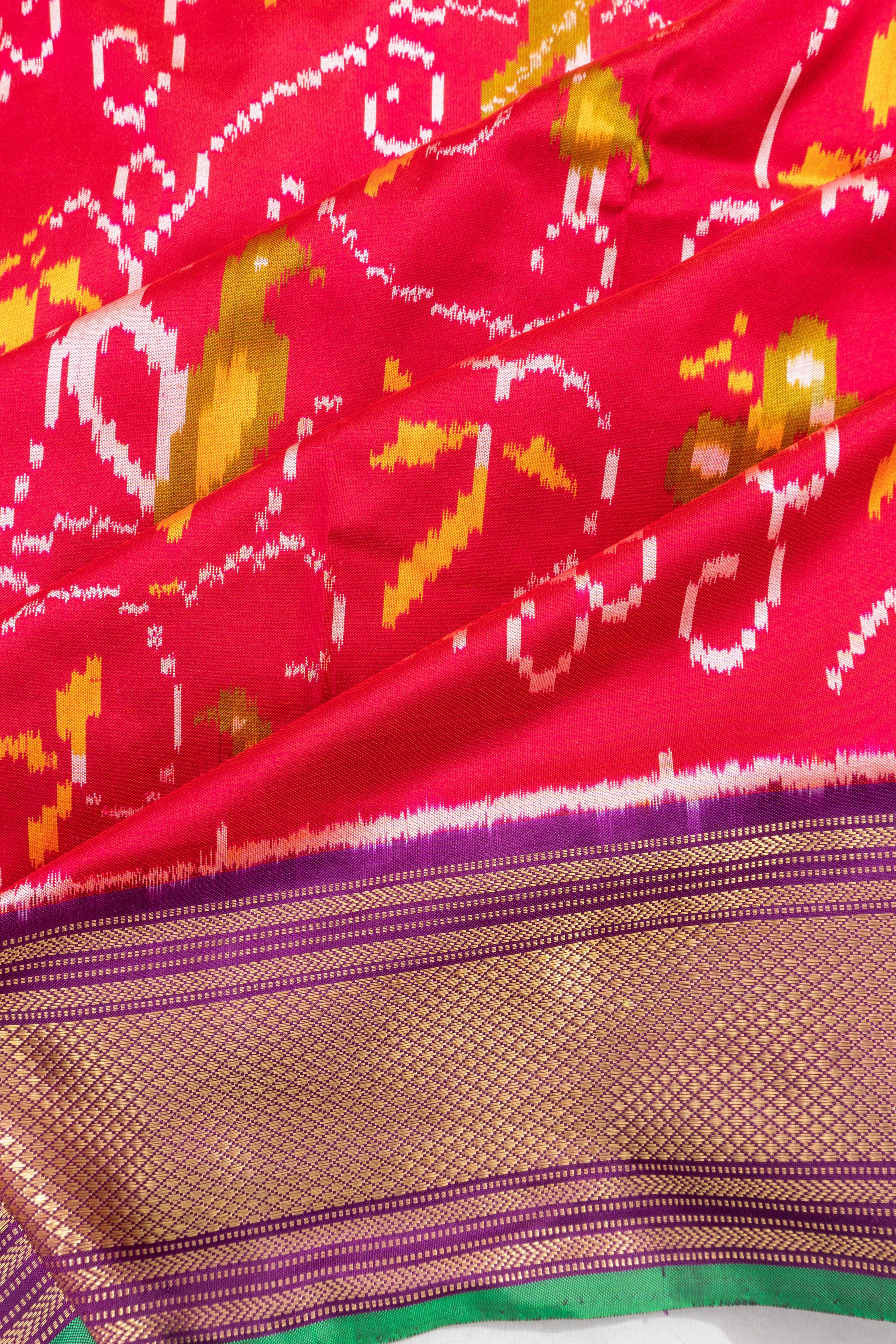 Pochampally Silk Ikat Pink Saree