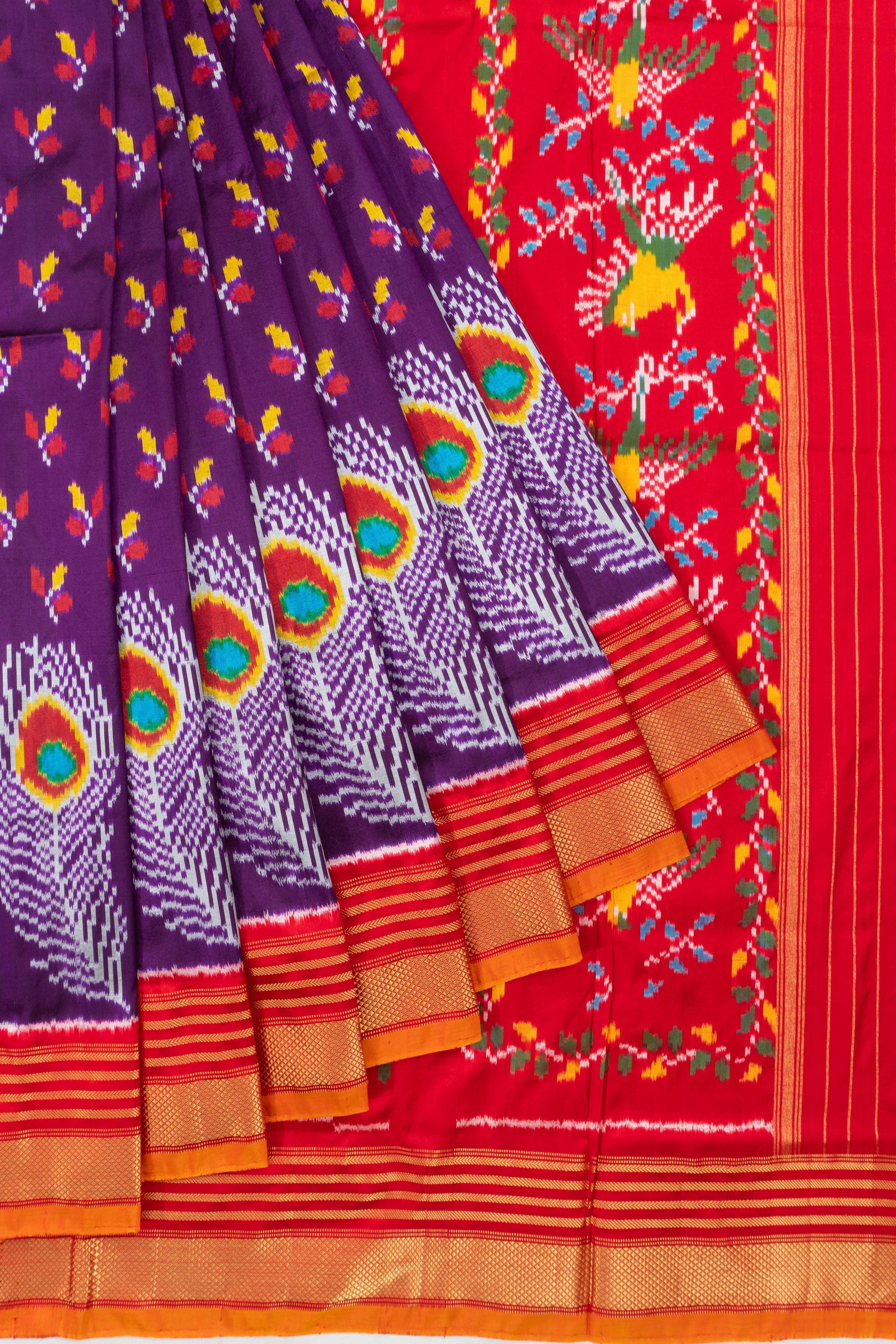 Pochampally Silk Ikat Violet Saree