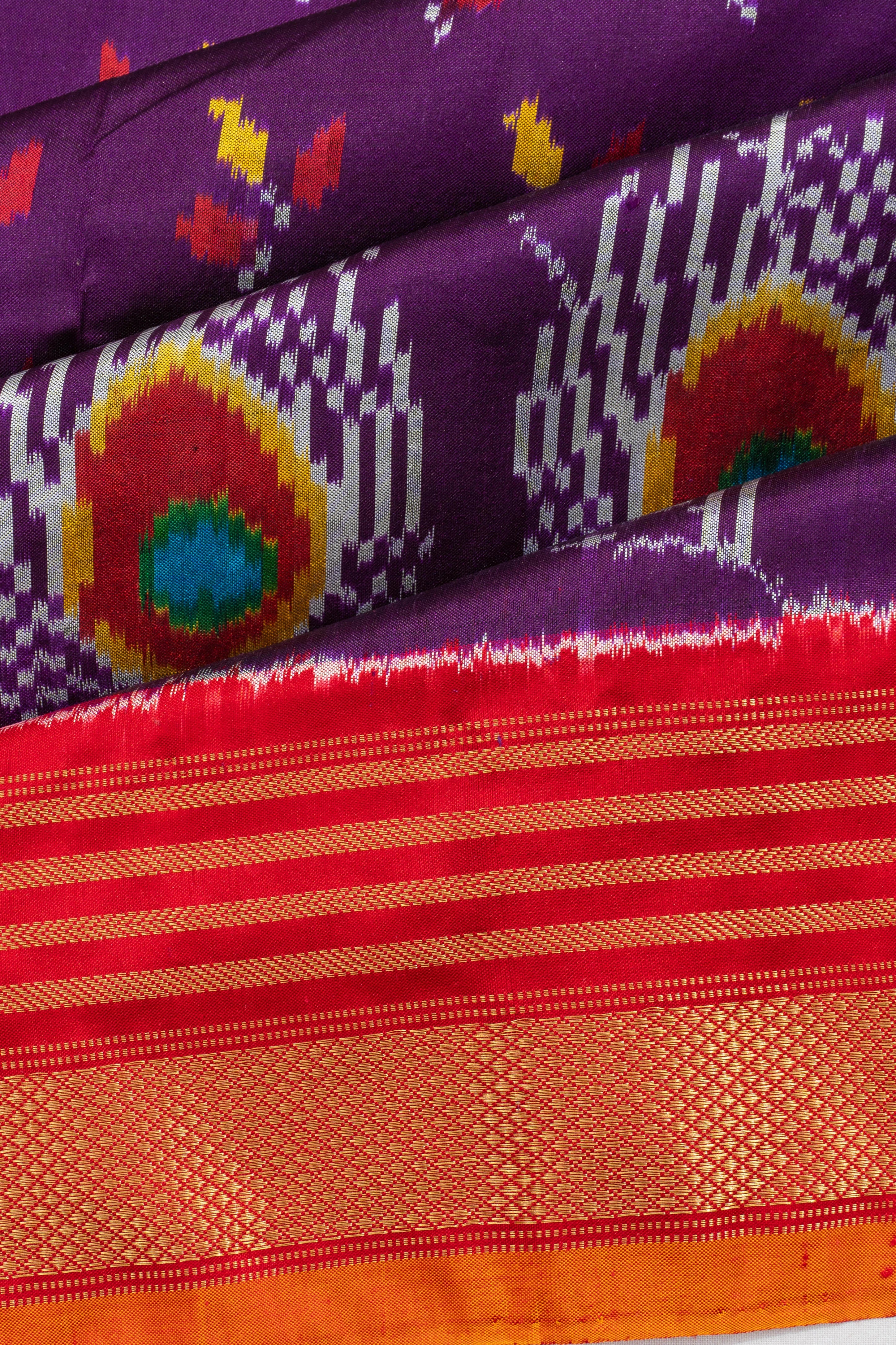 Pochampally Silk Ikat Violet Saree