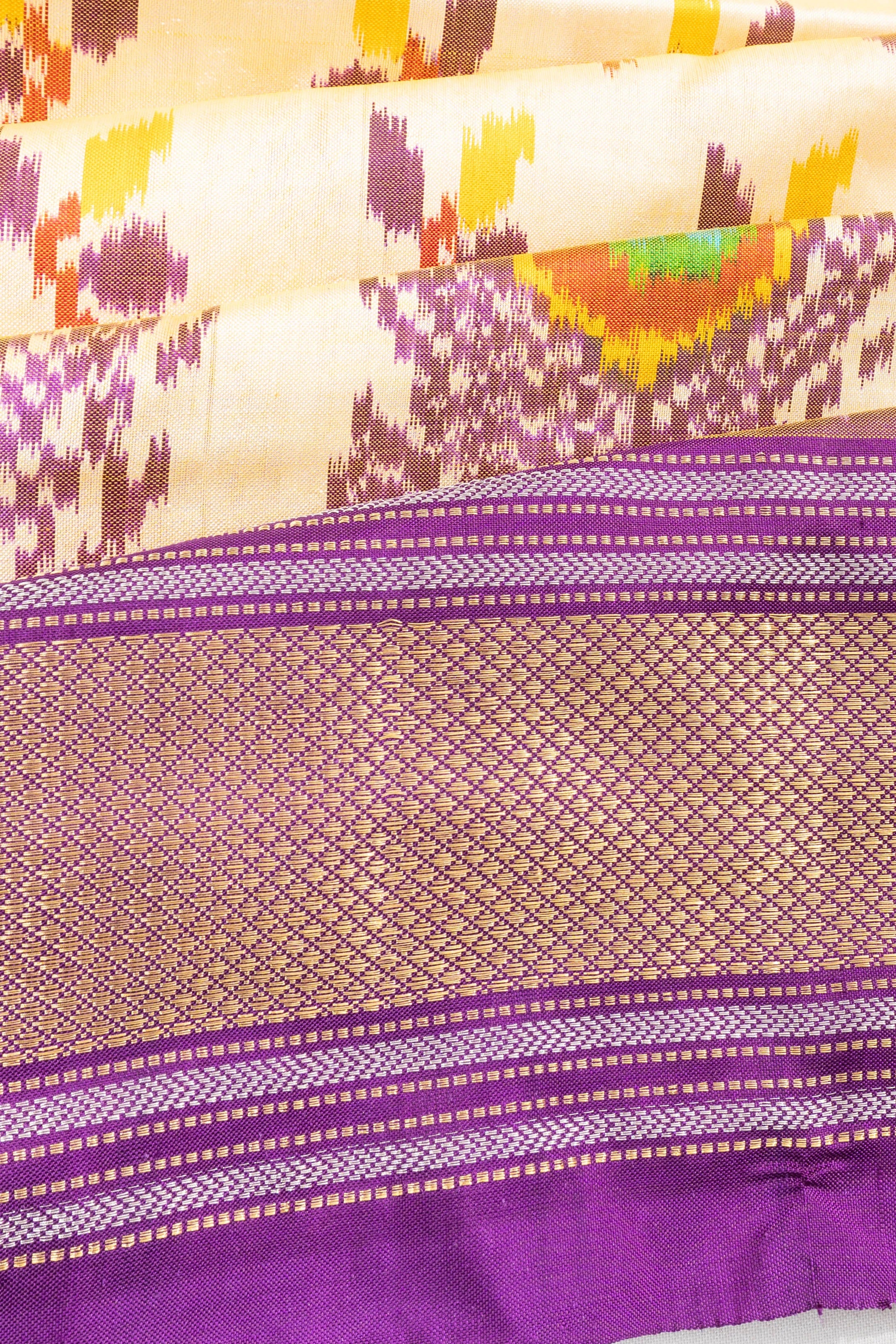 Pochampally Silk Ikat White Saree