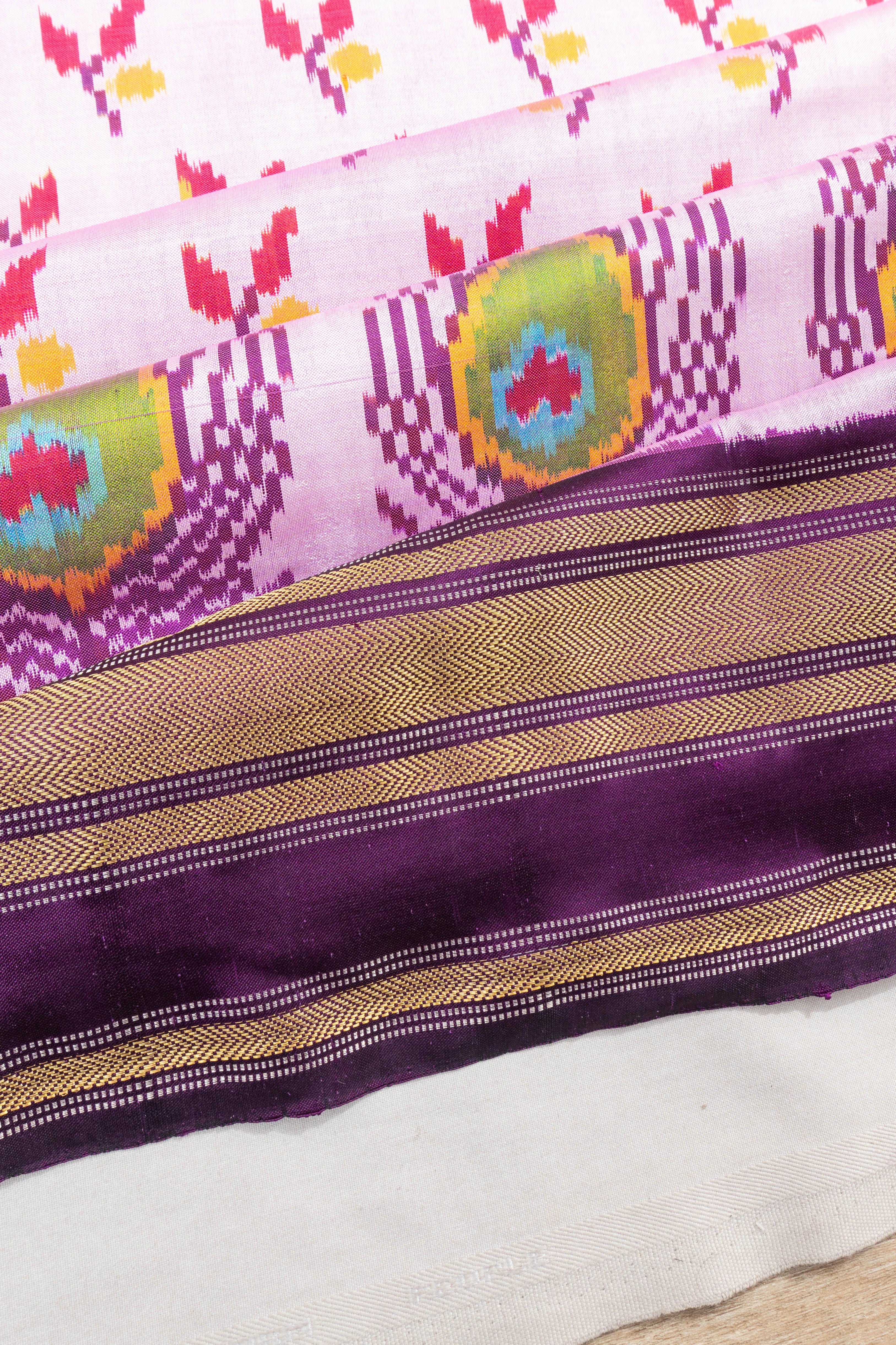 Pochampally Silk Ikat White Saree