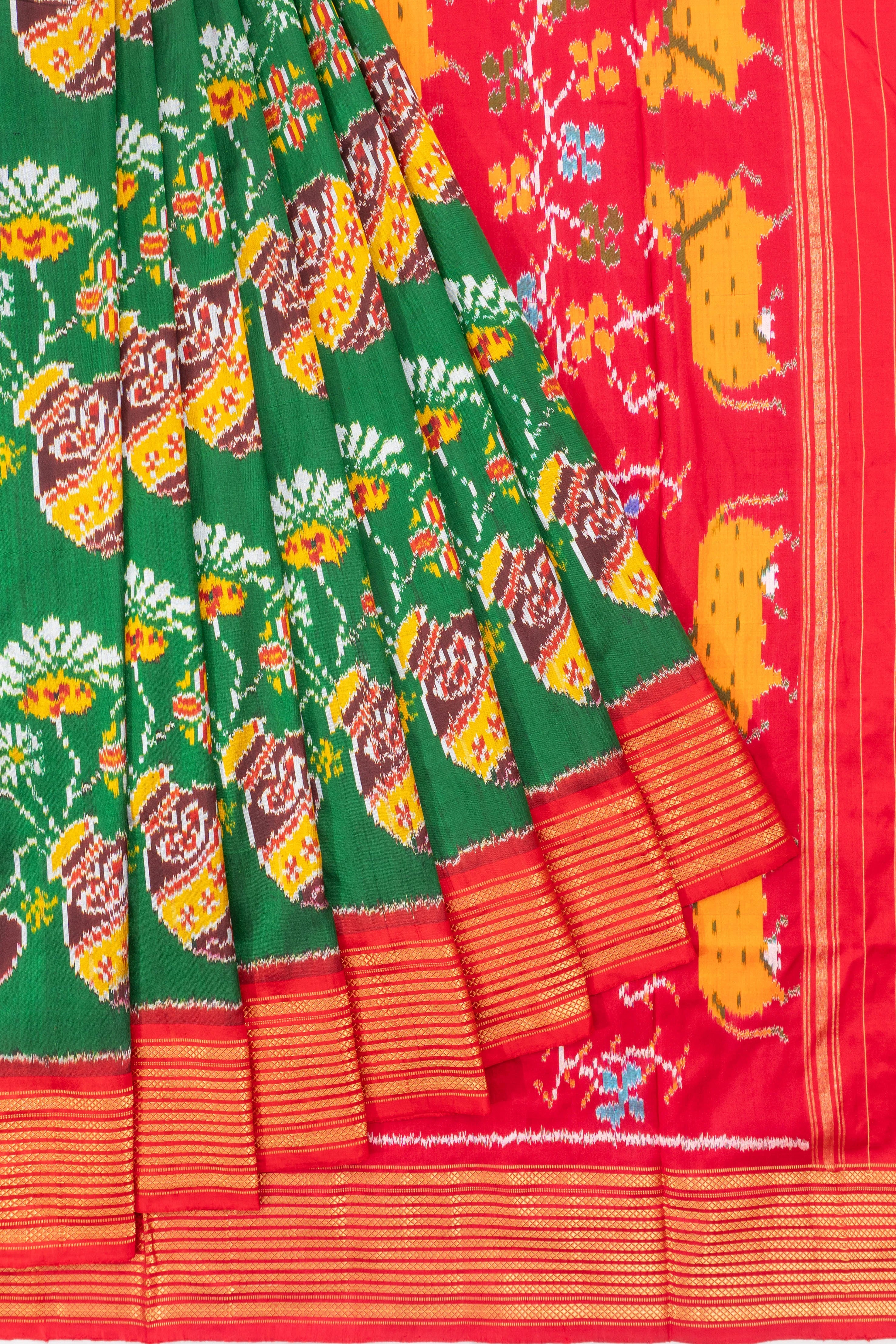 Pochampally Silk Ikat Green Saree