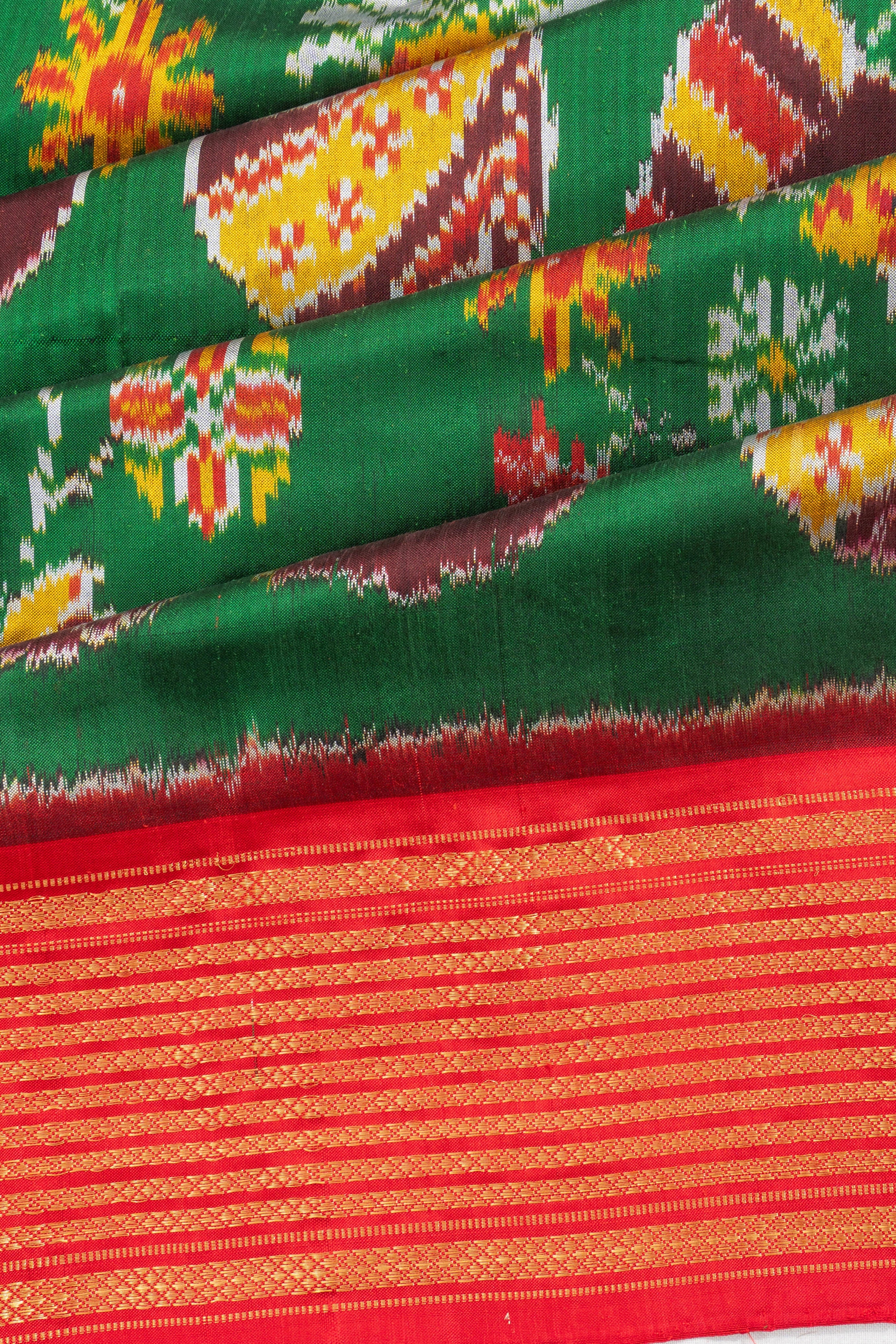 Pochampally Silk Ikat Green Saree