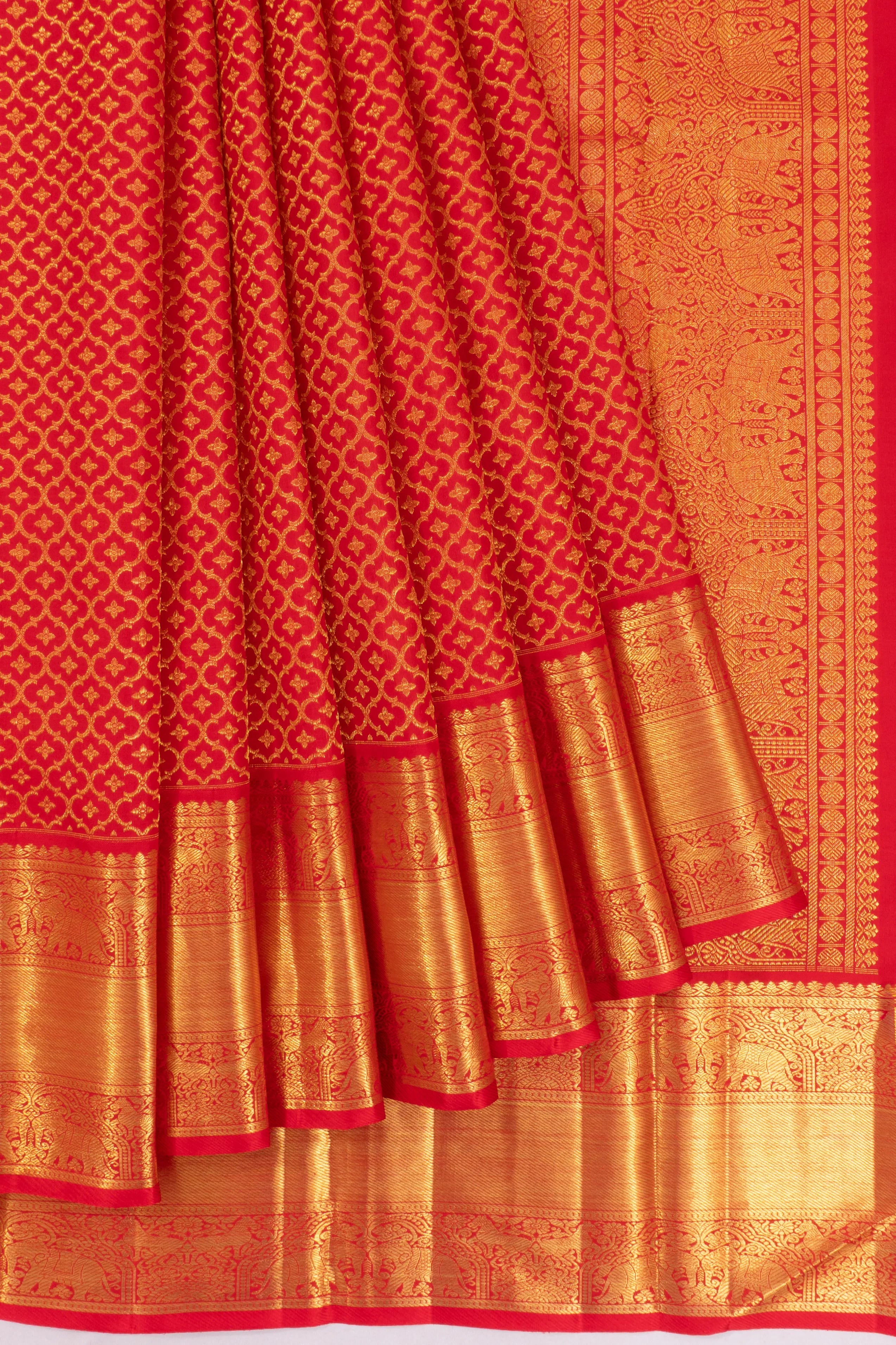 Kanchipuram Silk Brocade Red Saree