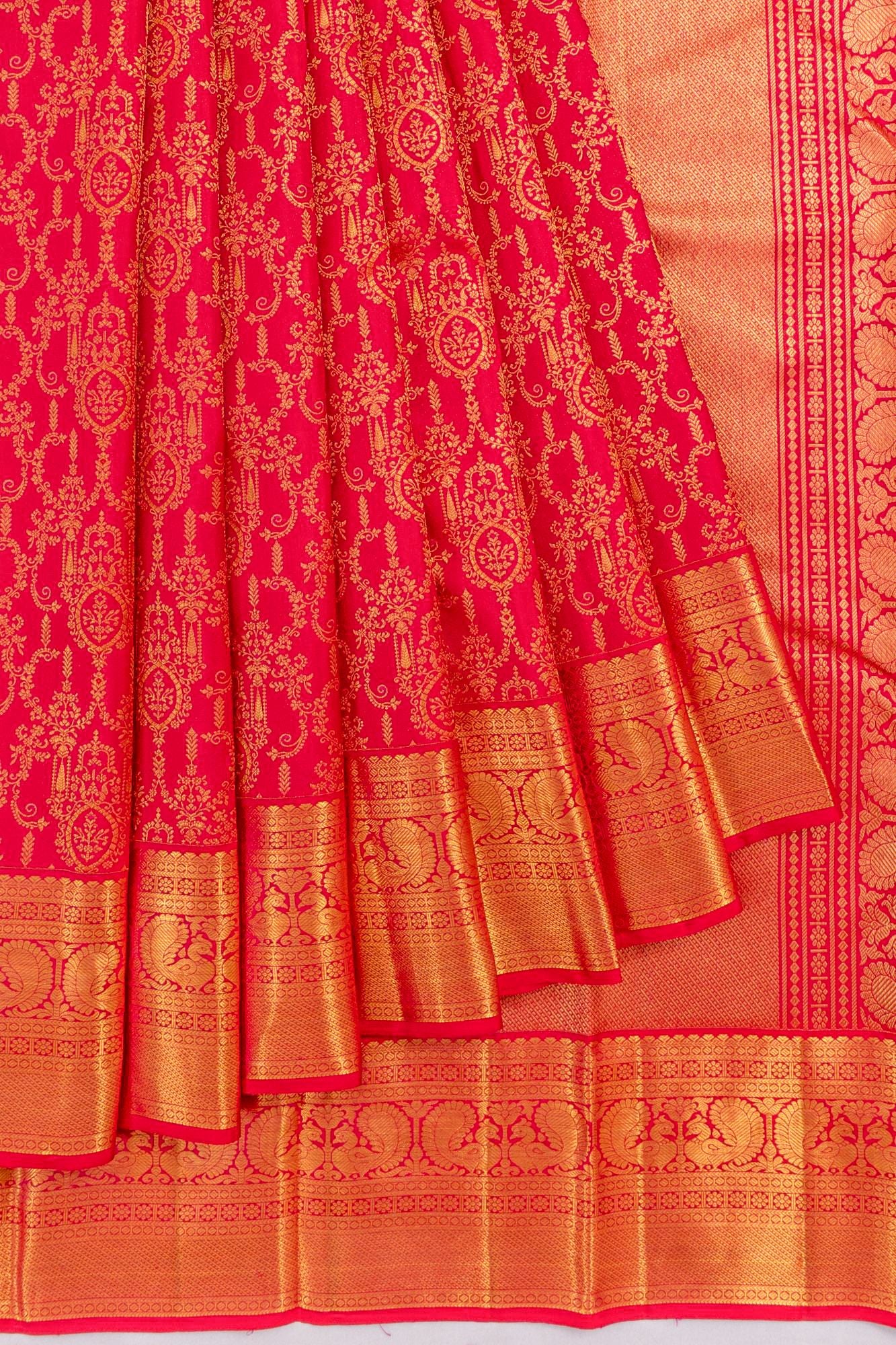 Taranga Kanchi Silk Brocade Red Saree