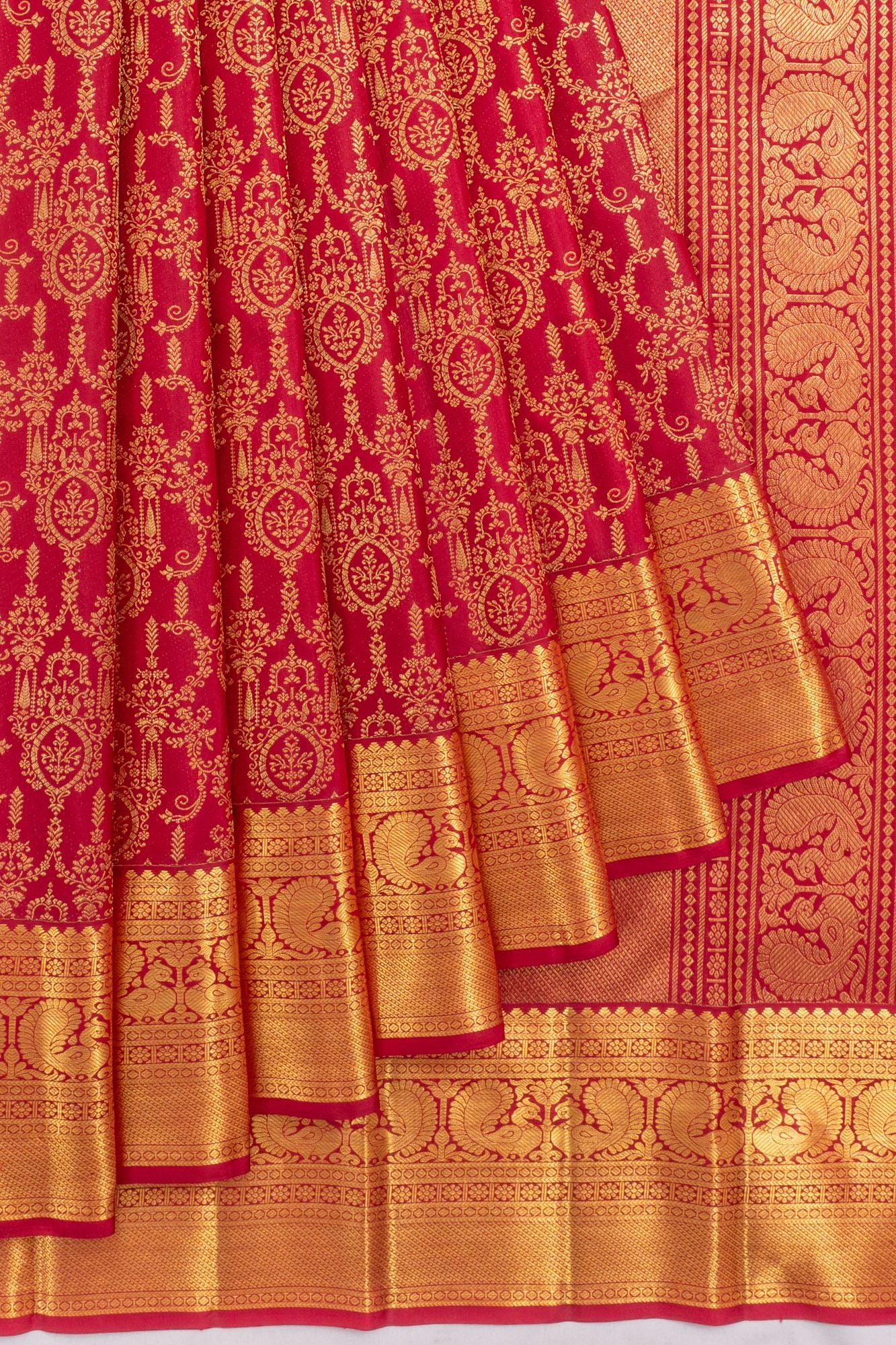 Taranga Kanchi Silk Brocade Red Saree