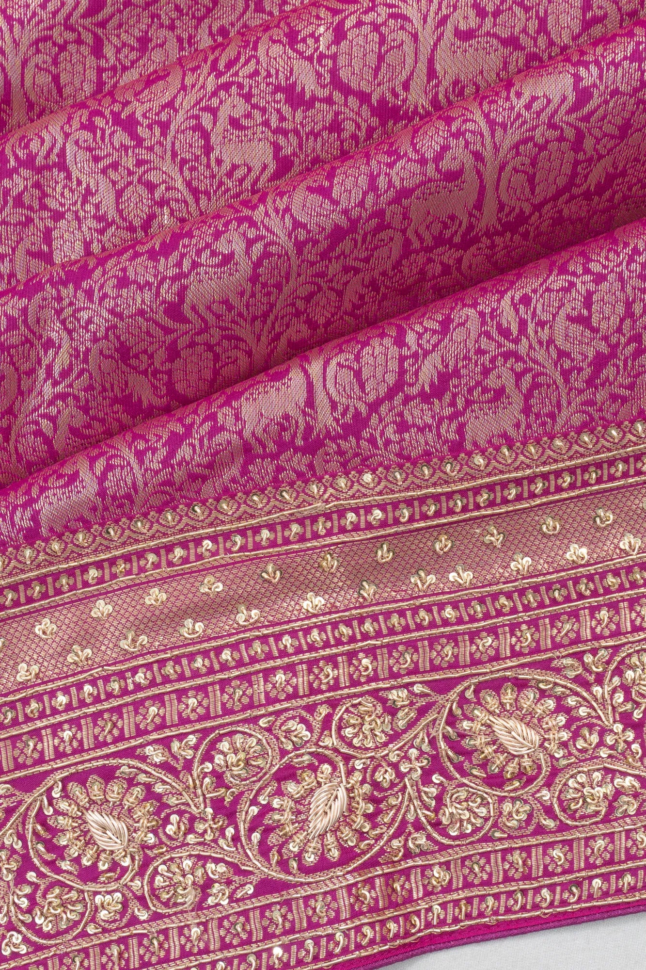 Kanchipuram Silk Jaal Purple Saree With Zardosi Border