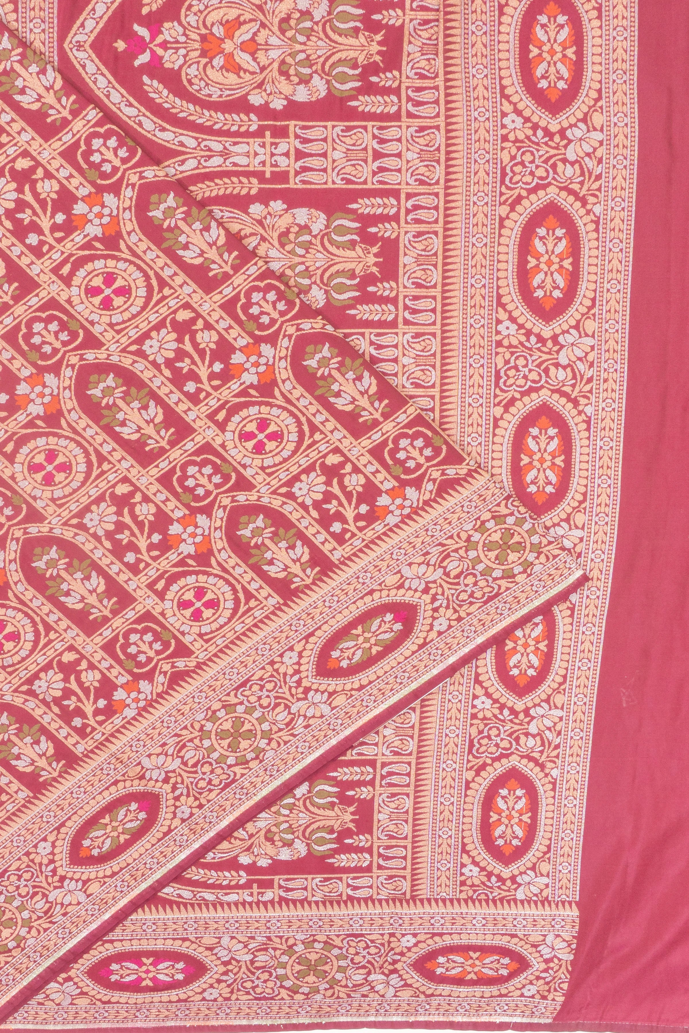 Vaanya Banaras Silk Brocade Maroon Saree