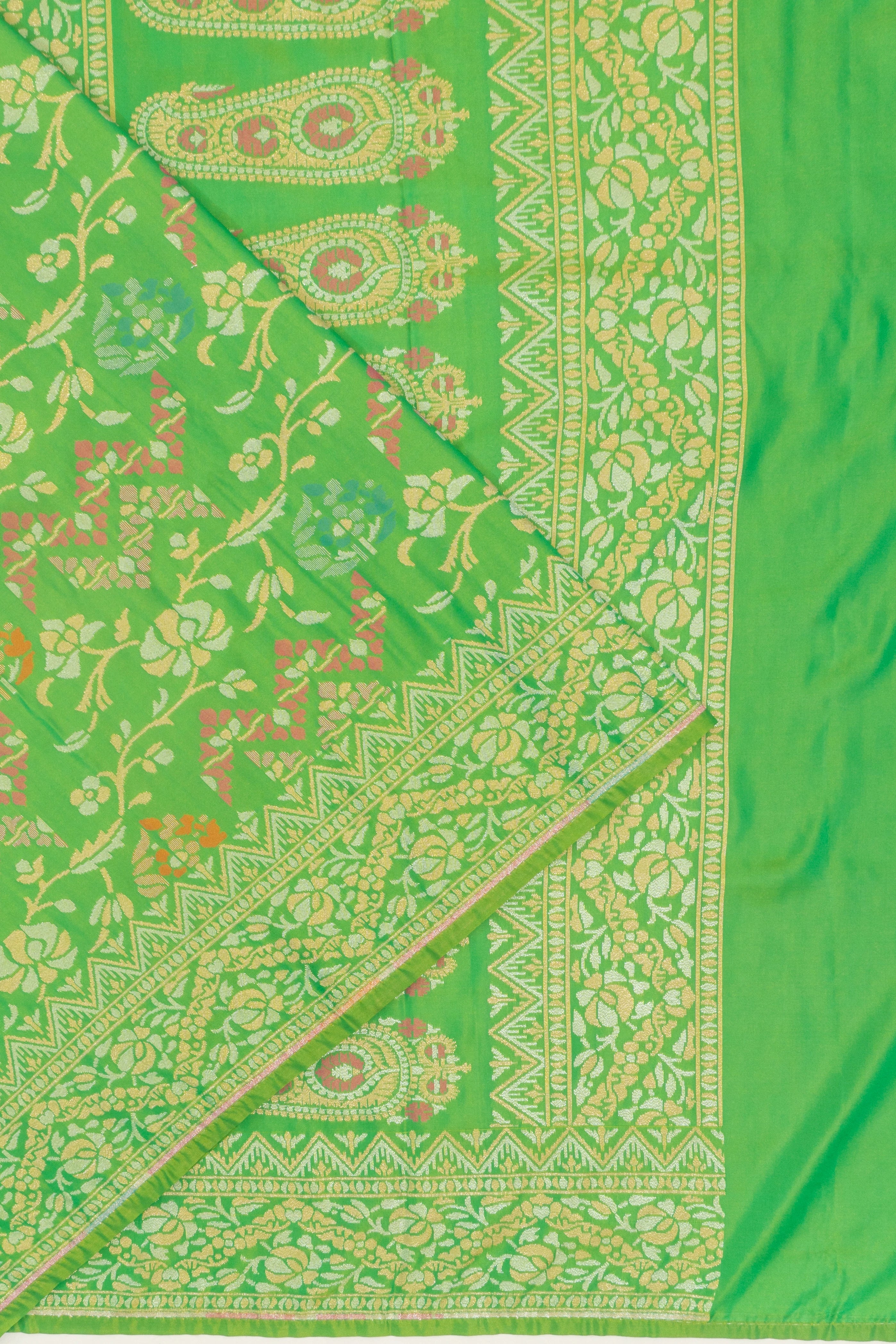 Vaanya Banaras Silk Jaal Light Green Saree