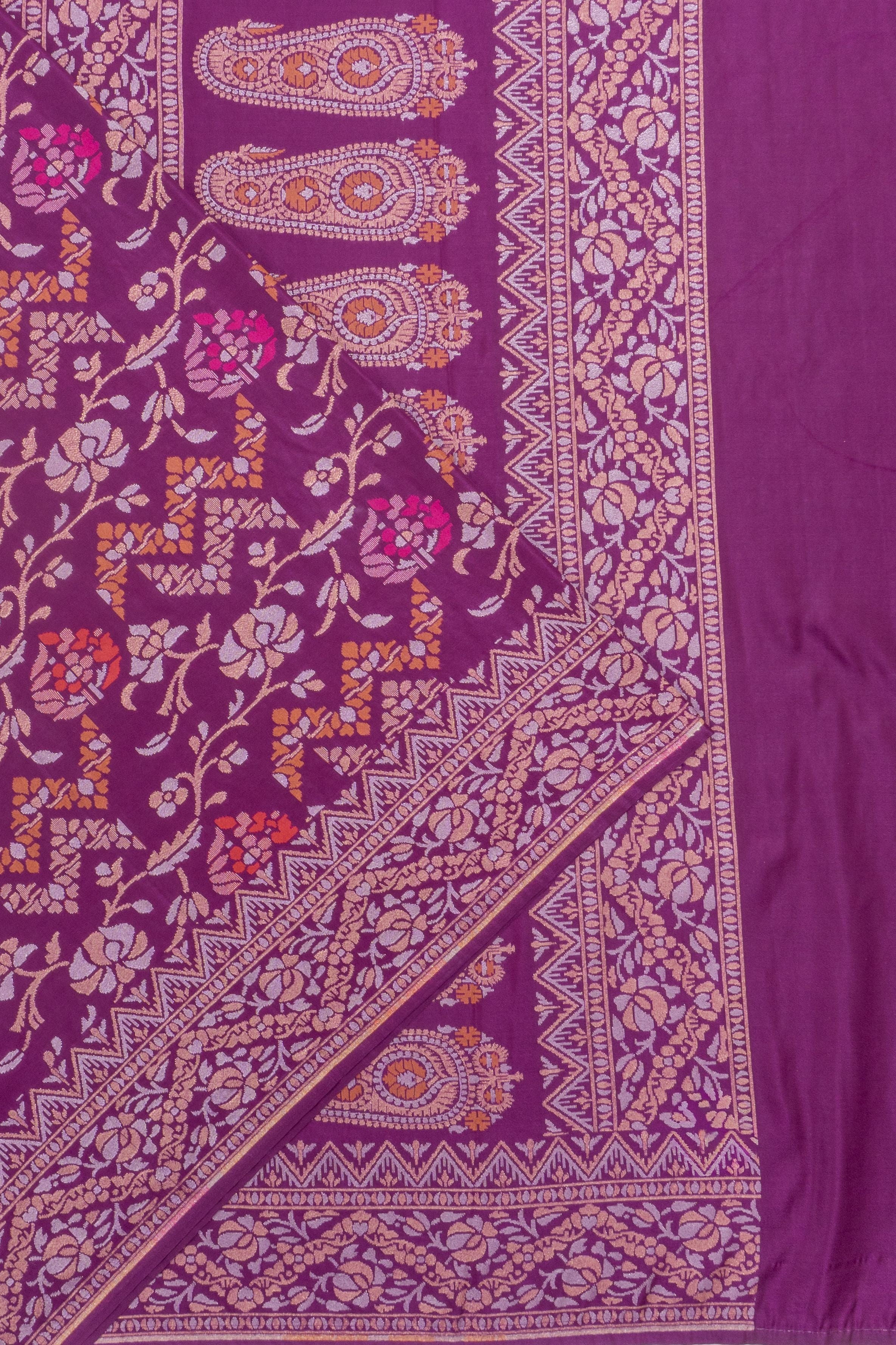 Vaanya Banaras Silk Jaal Purple Saree