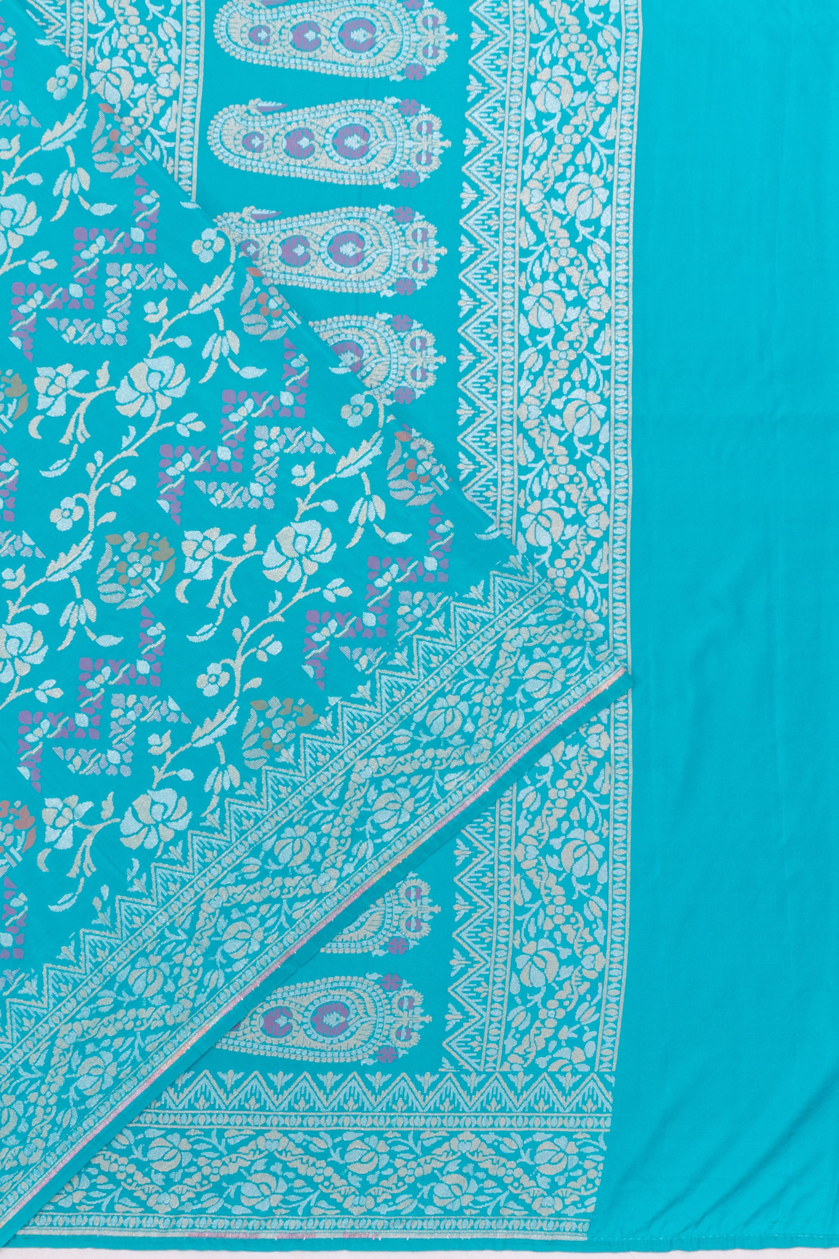 Vaanya Banaras Silk Jaal Sky Blue Saree