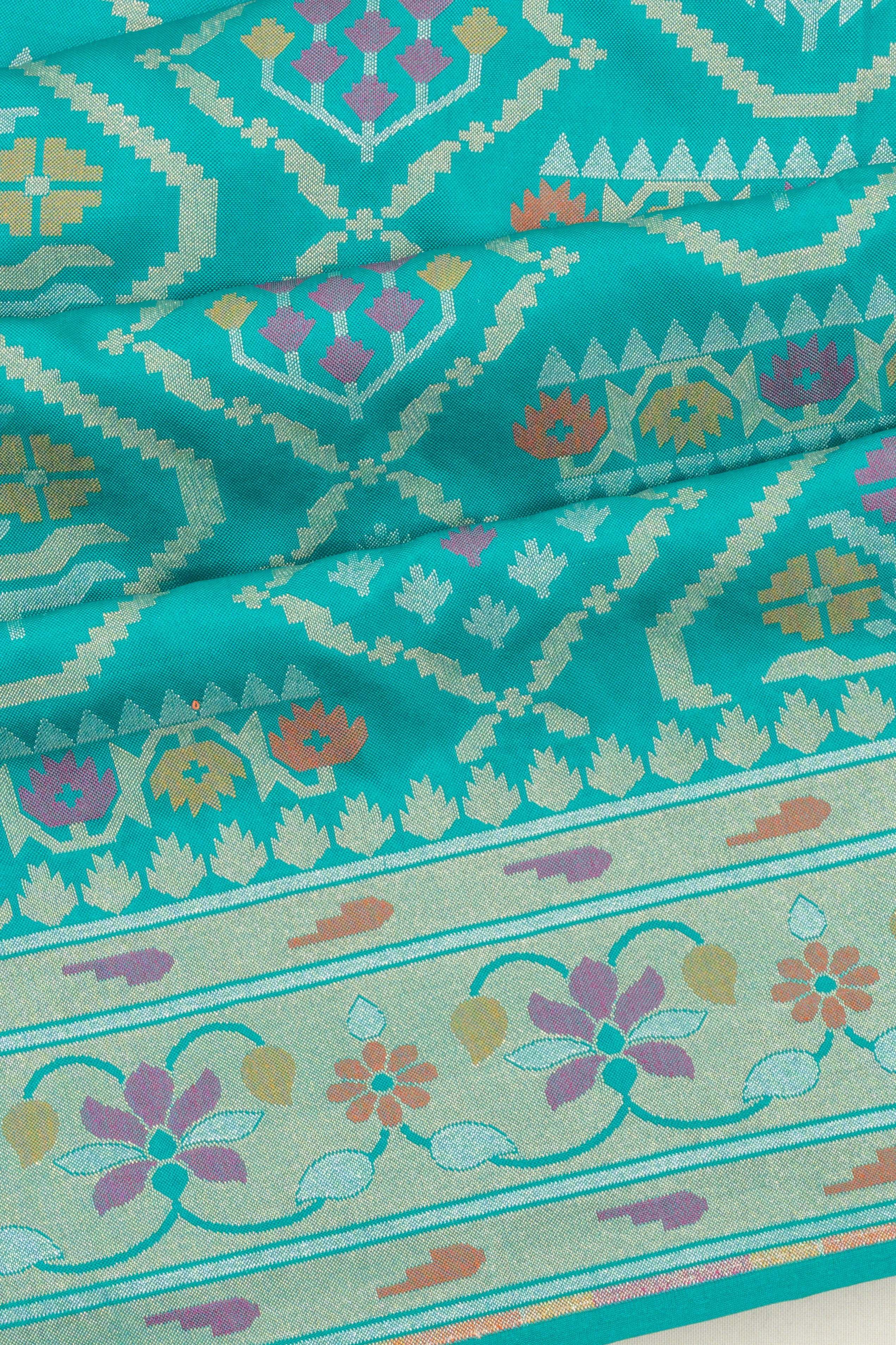 Vaanya Banaras Silk Brocade Sea Blue Saree