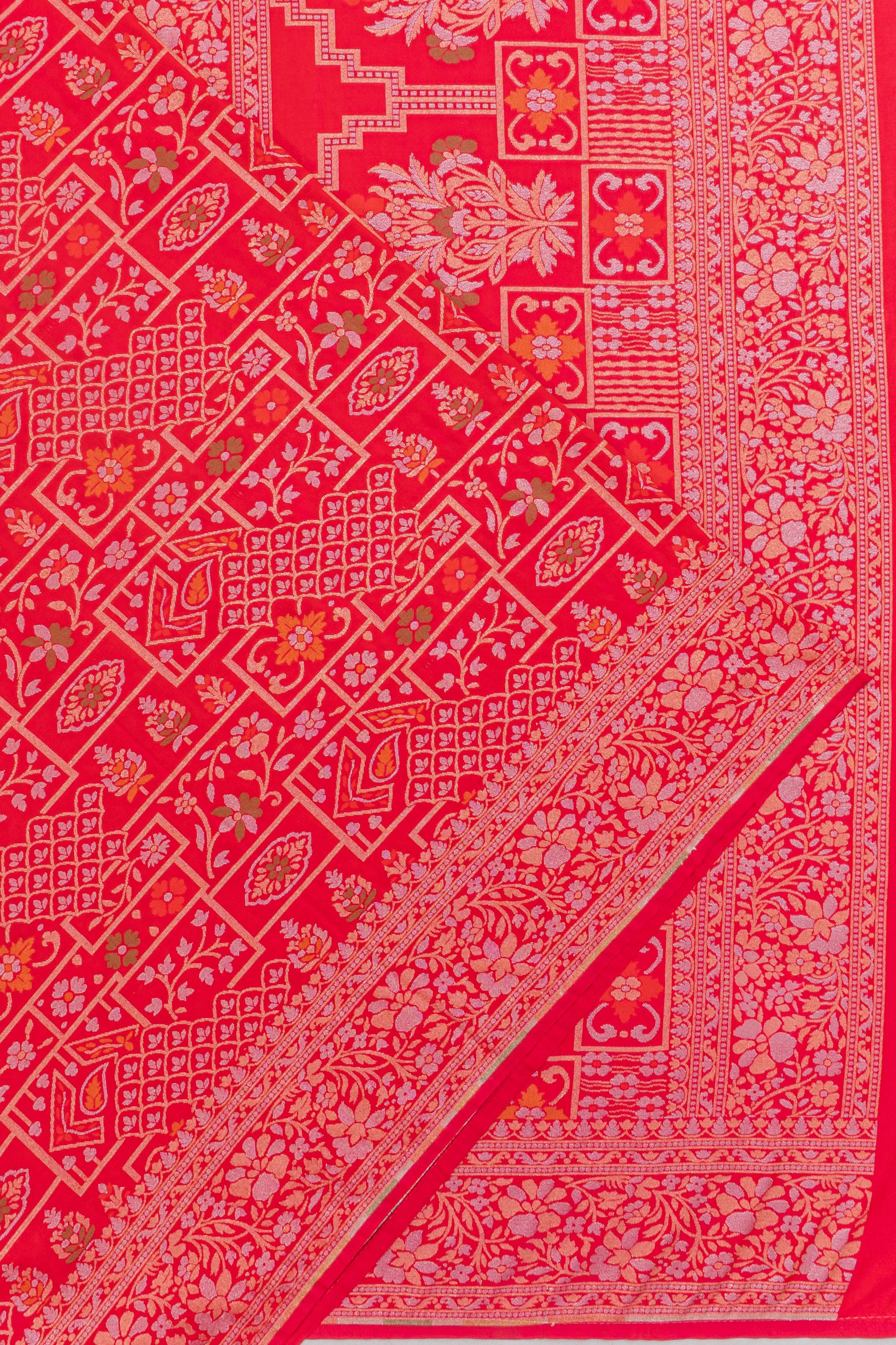 Vaanya Banaras Silk Brocade Red Saree
