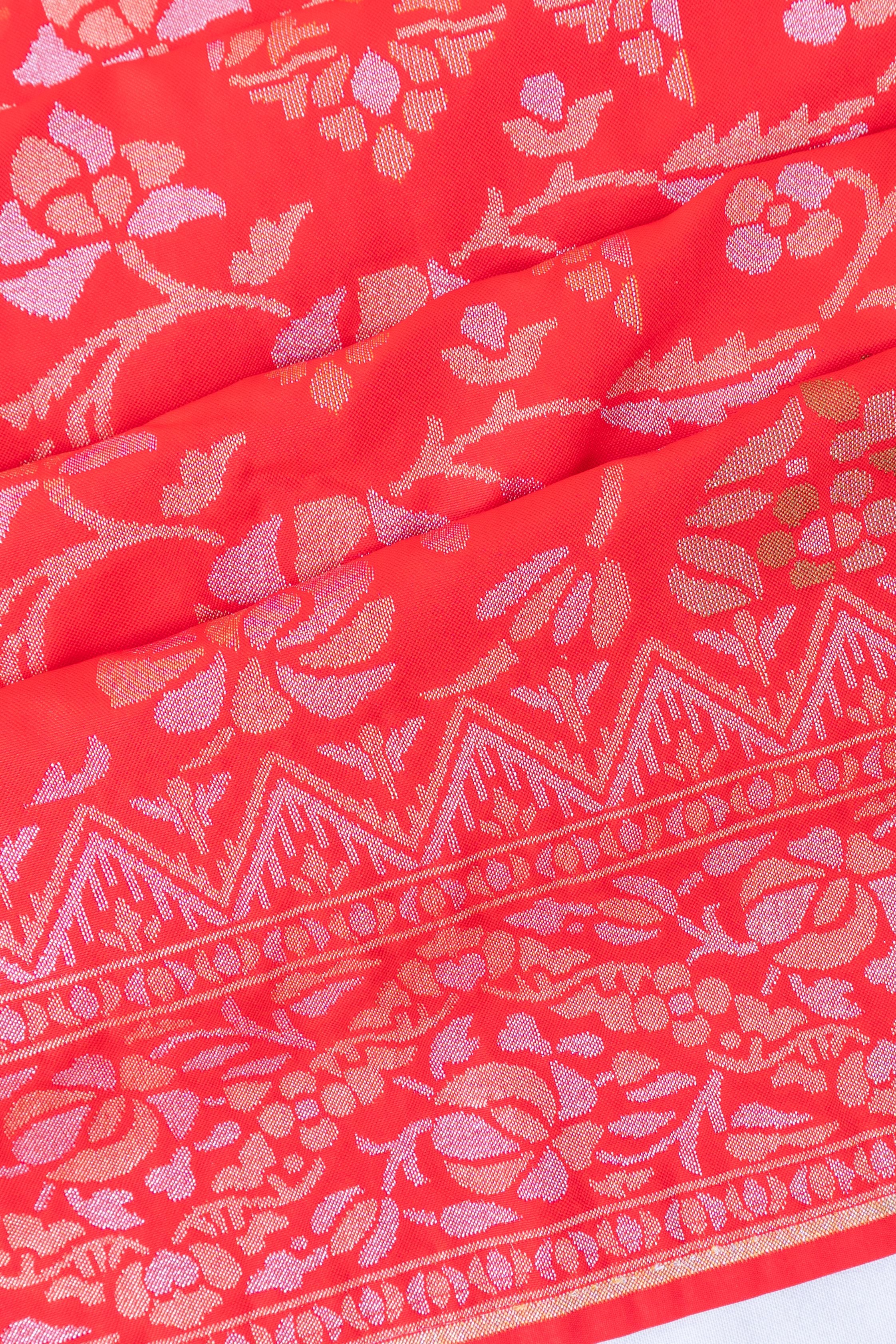 Vaanya Banaras Silk Jaal Red Saree