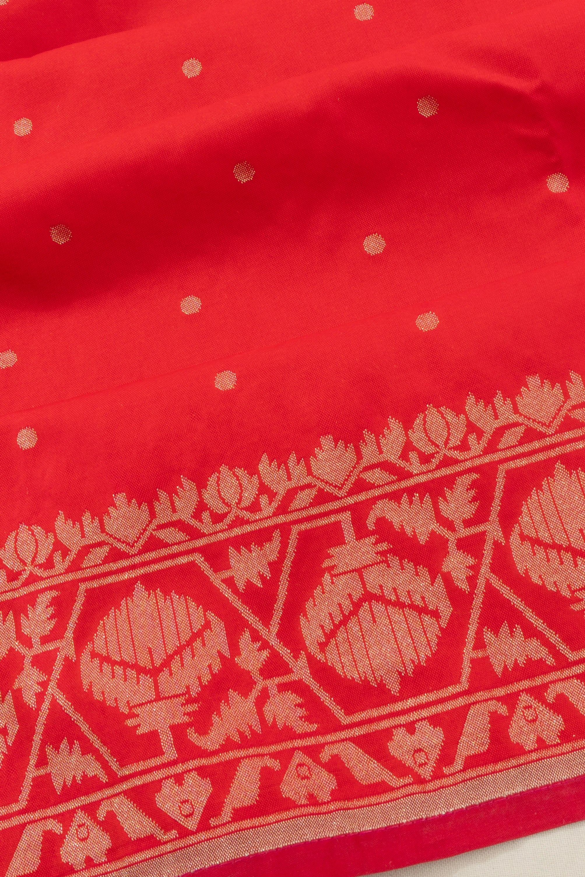 Vaanya Banaras Silk Butta Red Saree