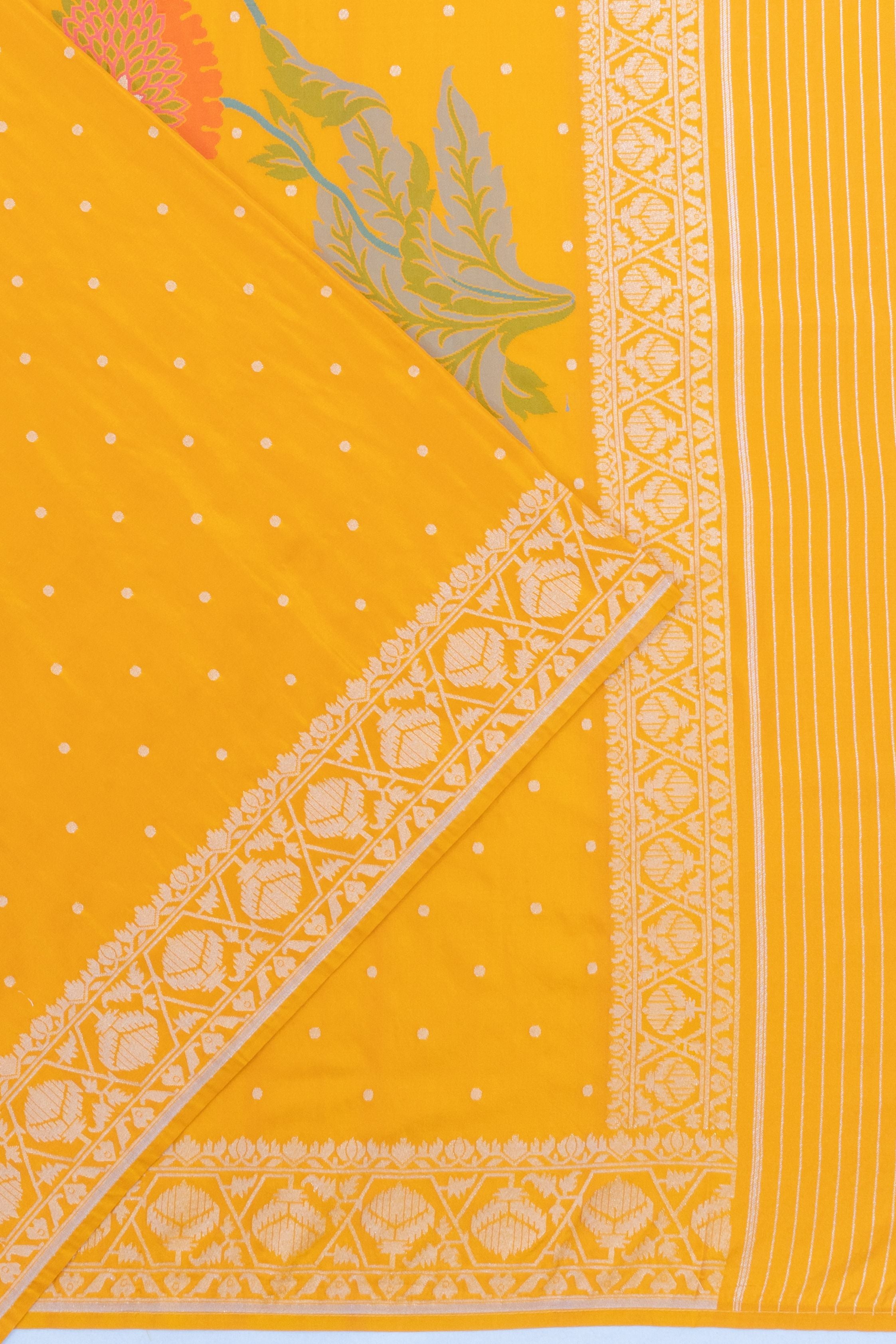 Vaanya Banaras Silk Butta Yellow Saree
