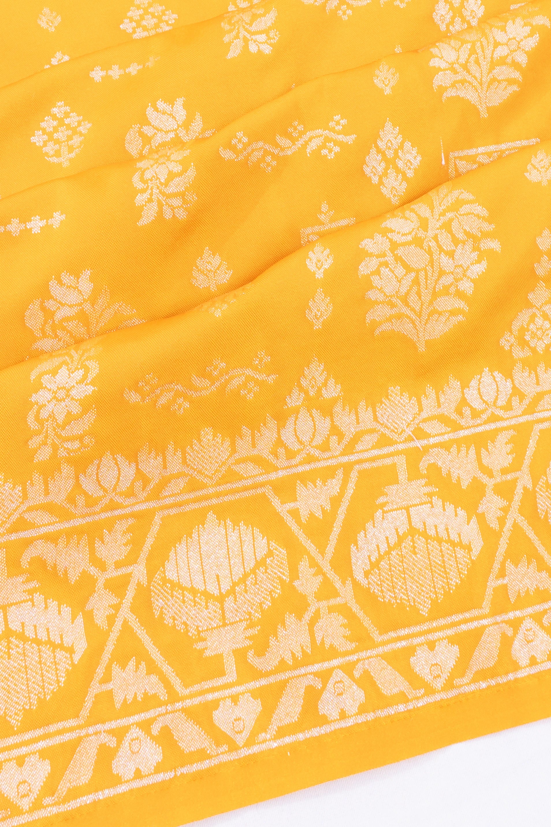 Vaanya Banaras Silk Brocade Yellow Saree