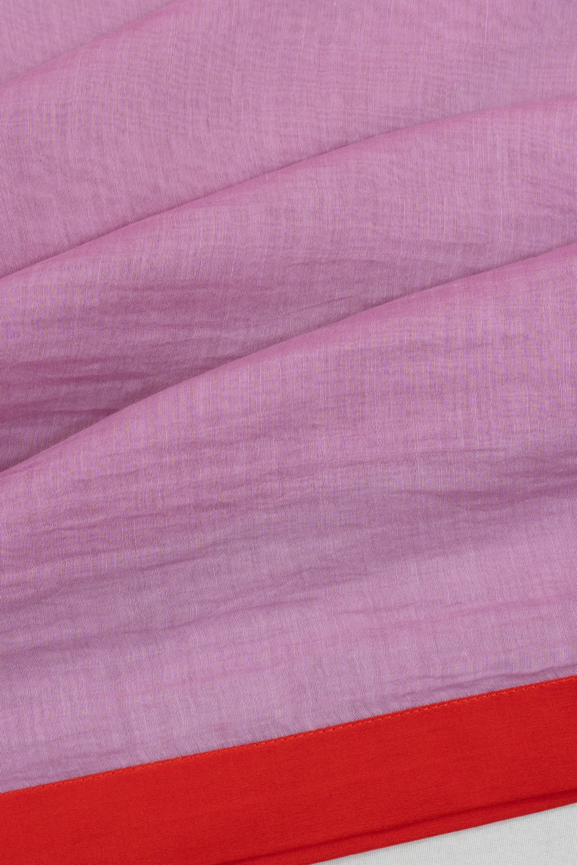 Ponduru Handspun Cotton Plain Pink Saree With Jamdani Blouse