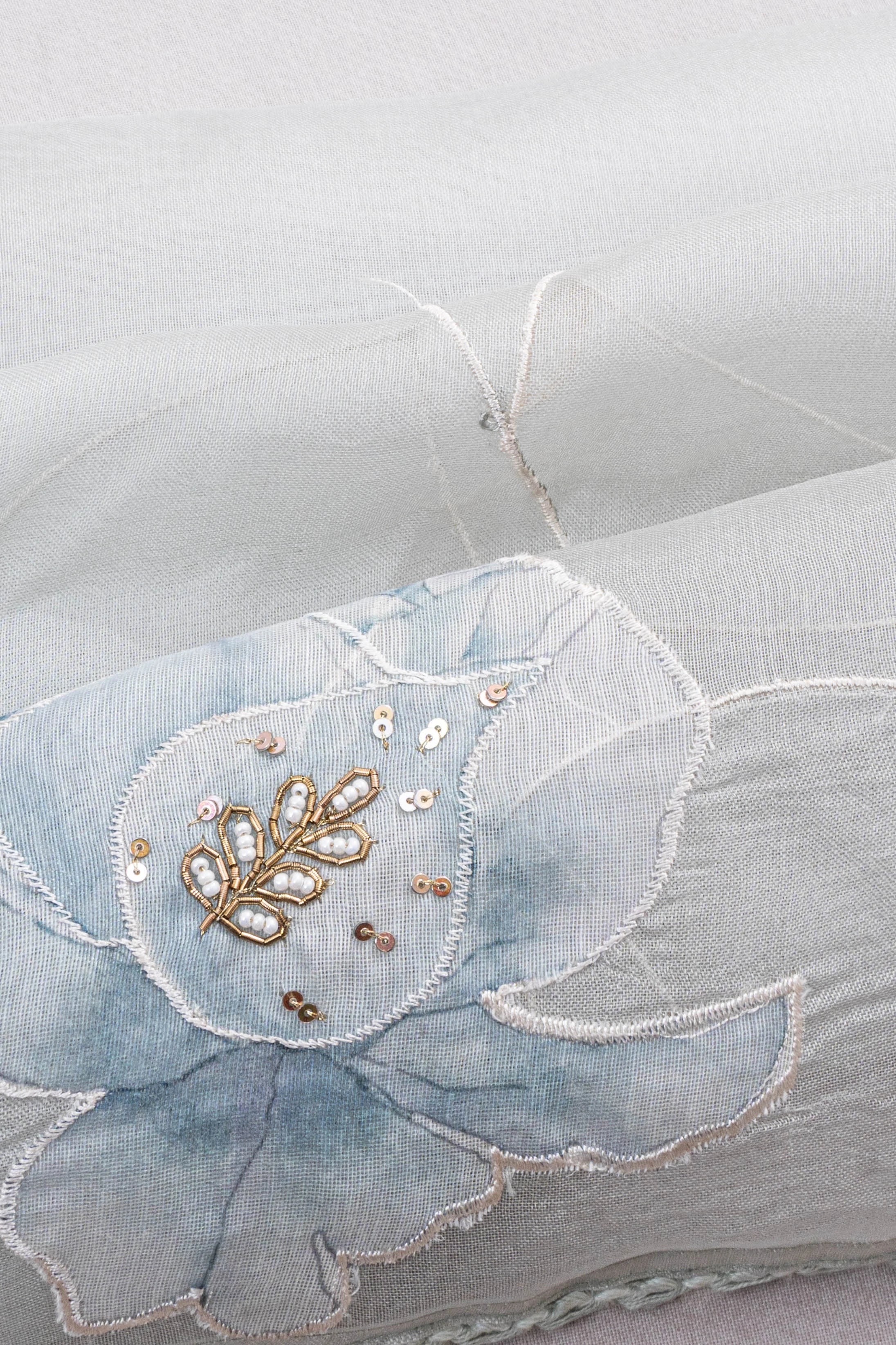 Organza Embroidery Pastel Blue Saree