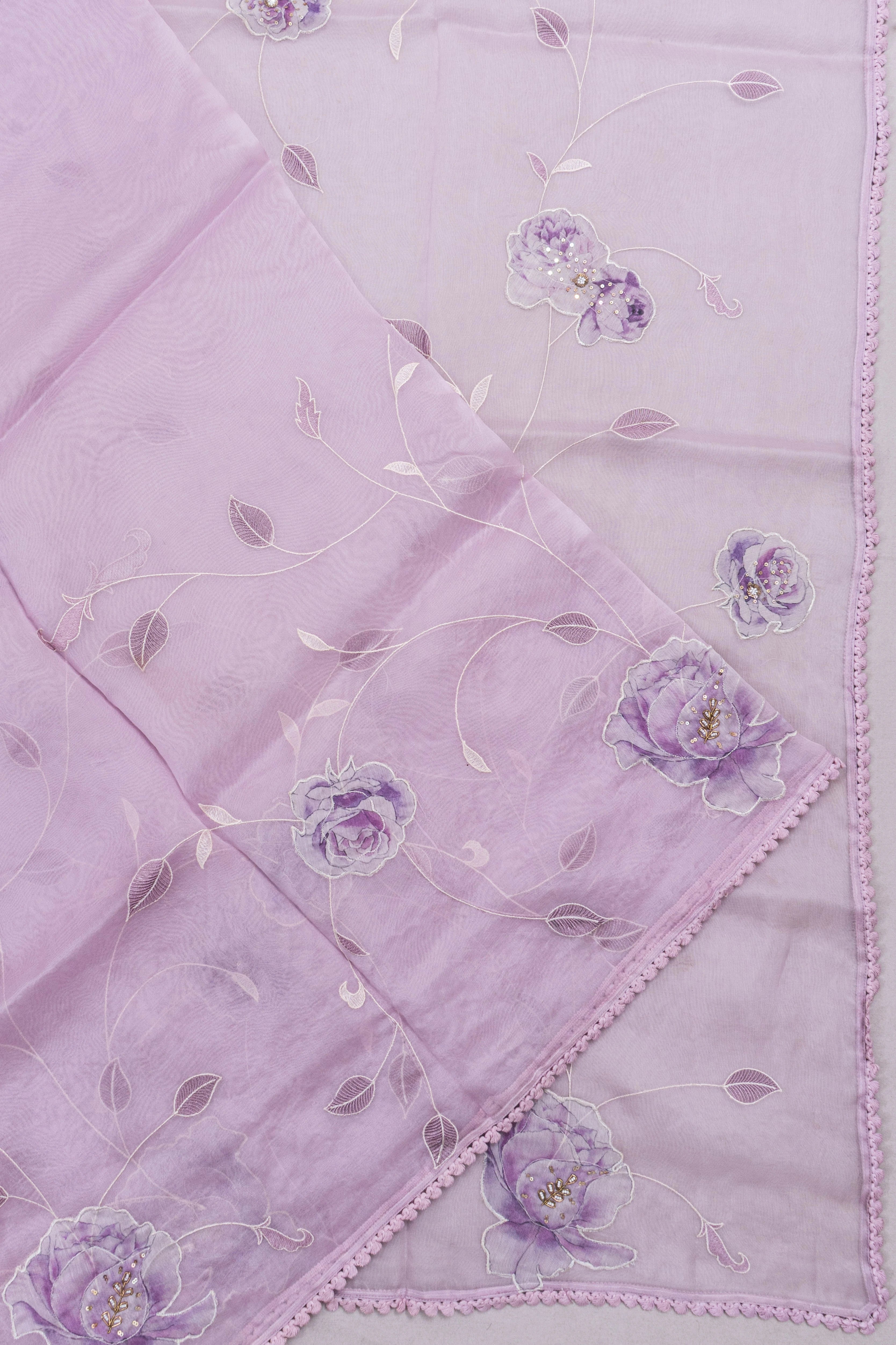 Organza Embroidery Baby Pink Saree
