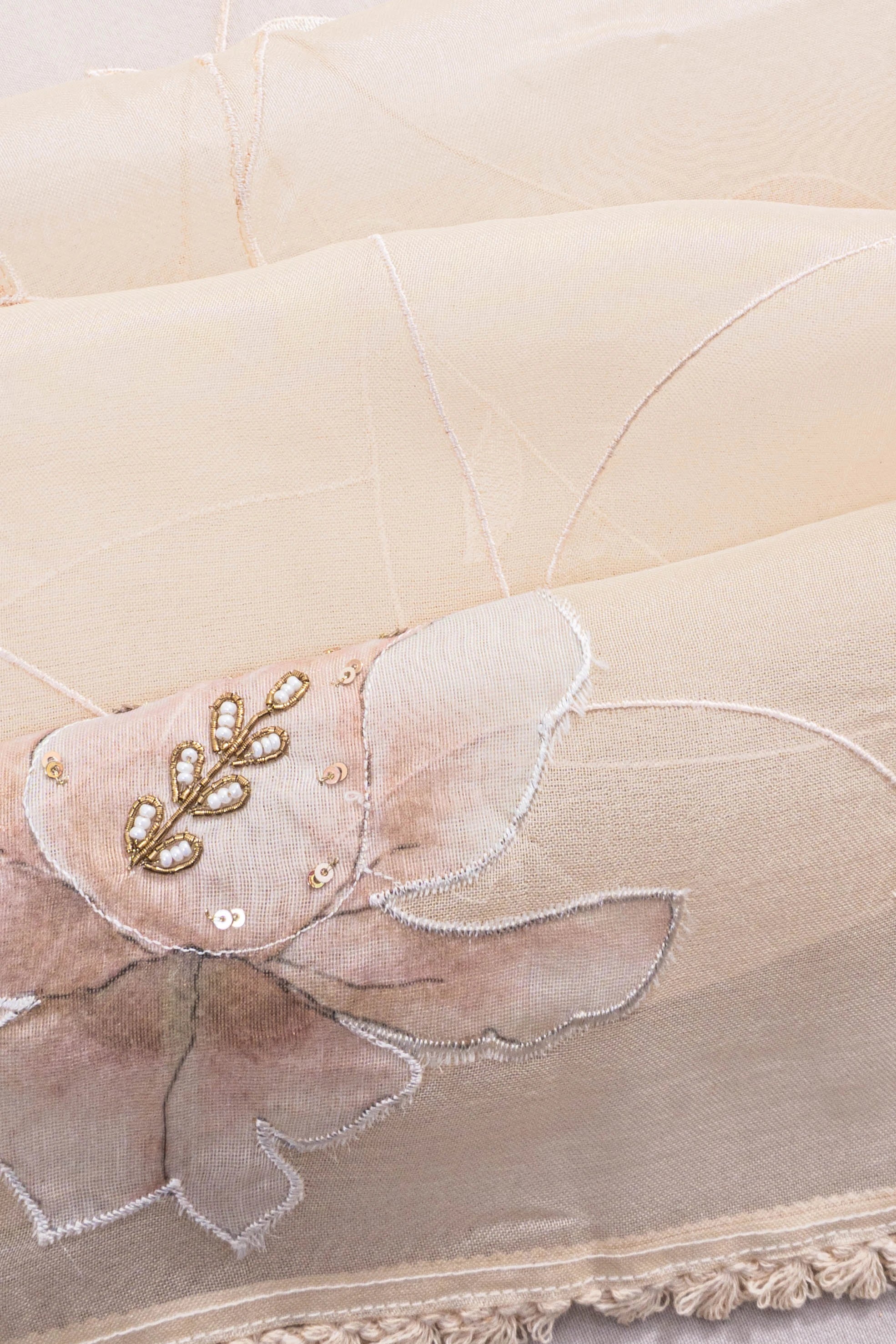 Organza Embroidery Cream Saree