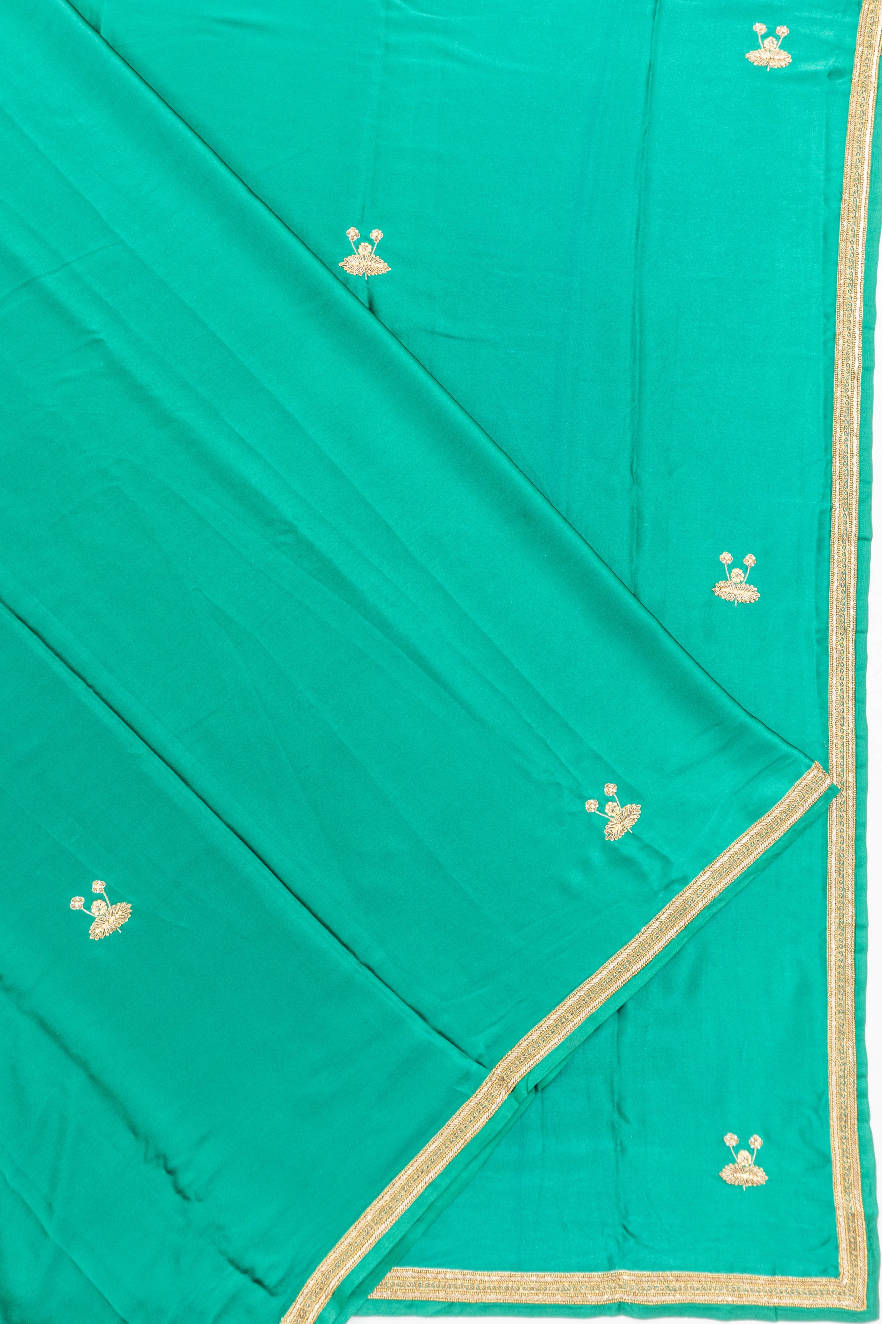 Mashru Satin Butta Sea Green Saree With Zardosi Border