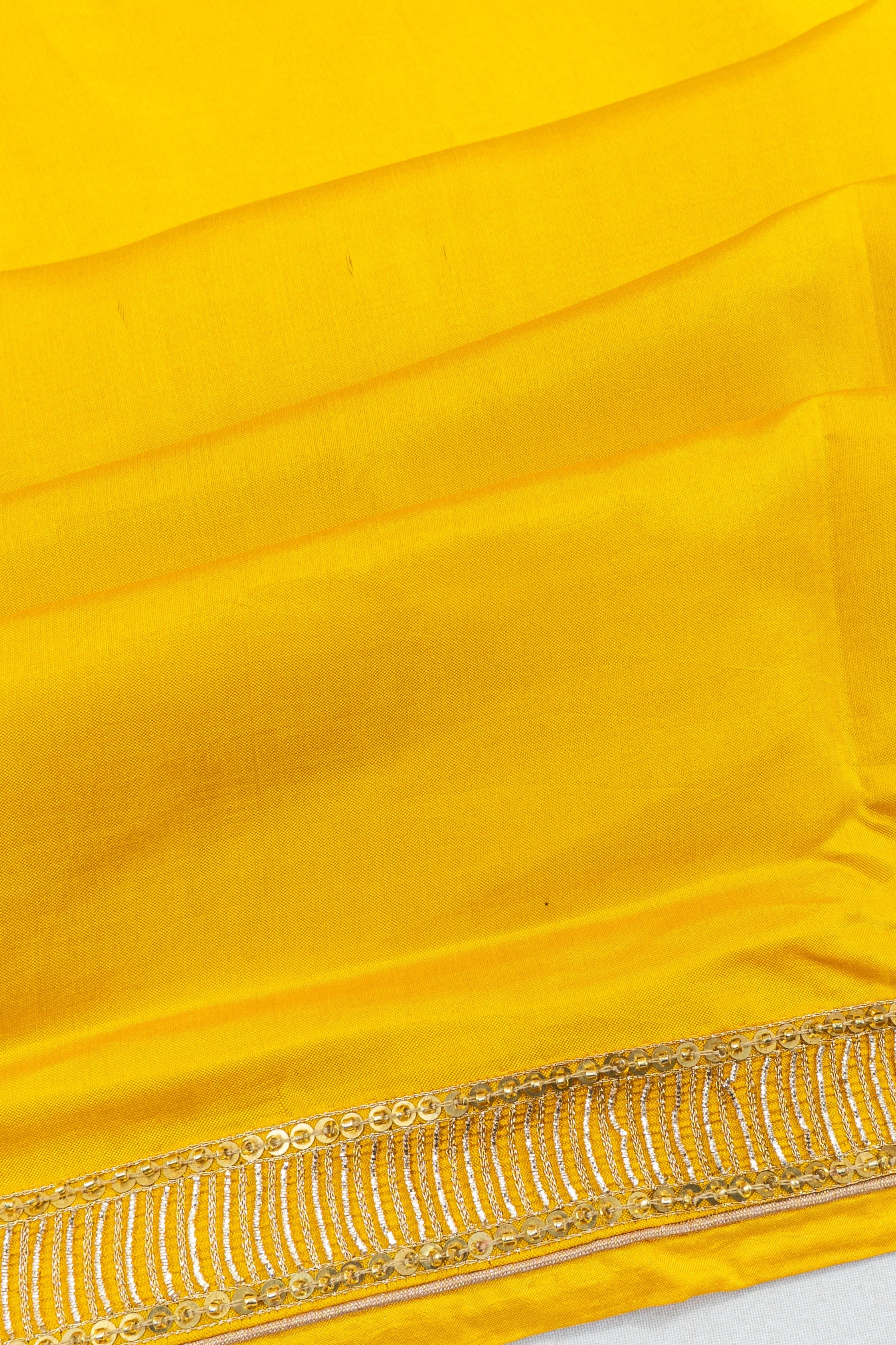 Mashru Satin Butta Yellow Saree With Zardosi Border