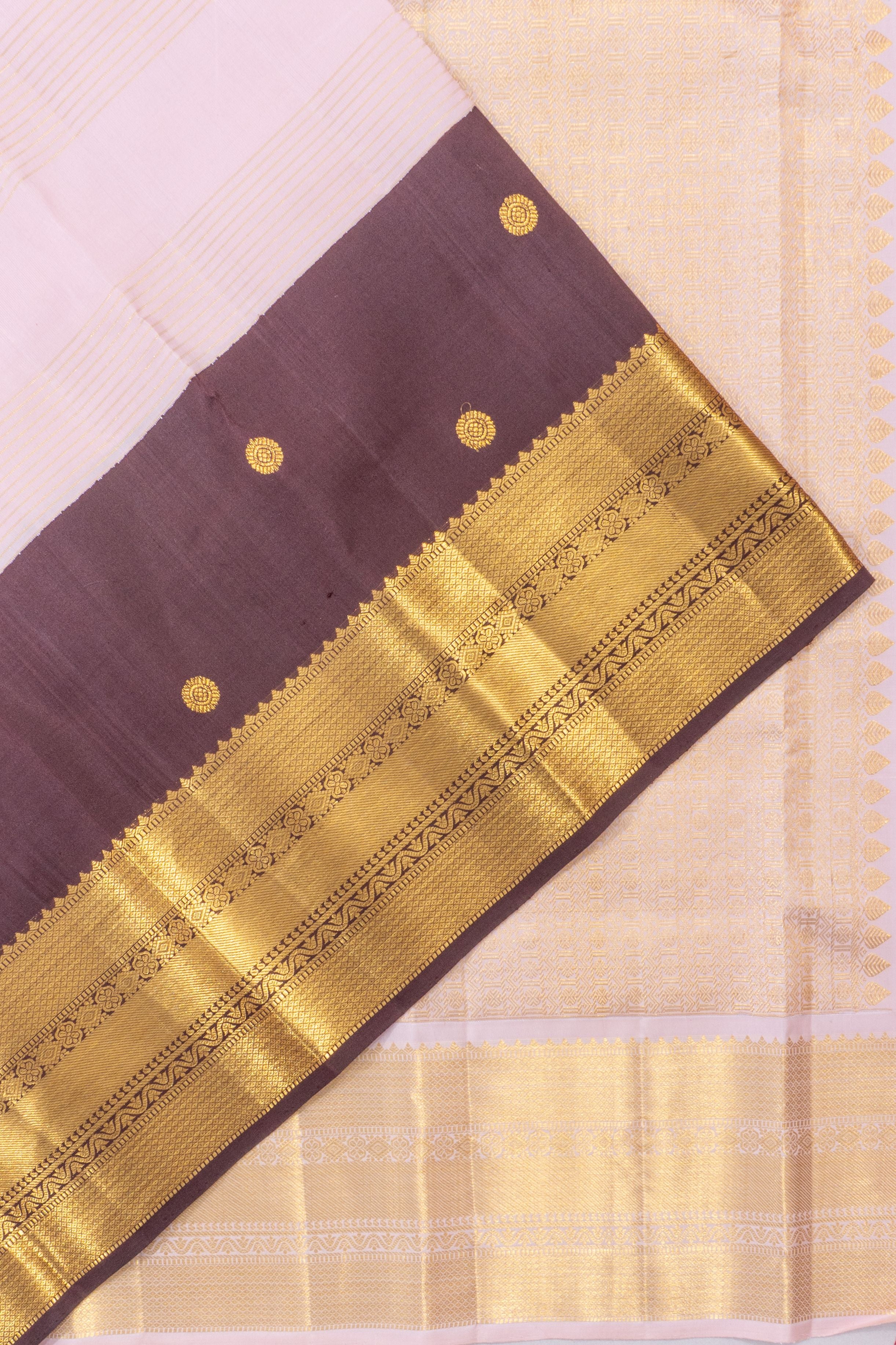 Kanchipuram Silk Lines And Butta Baby Pink Saree