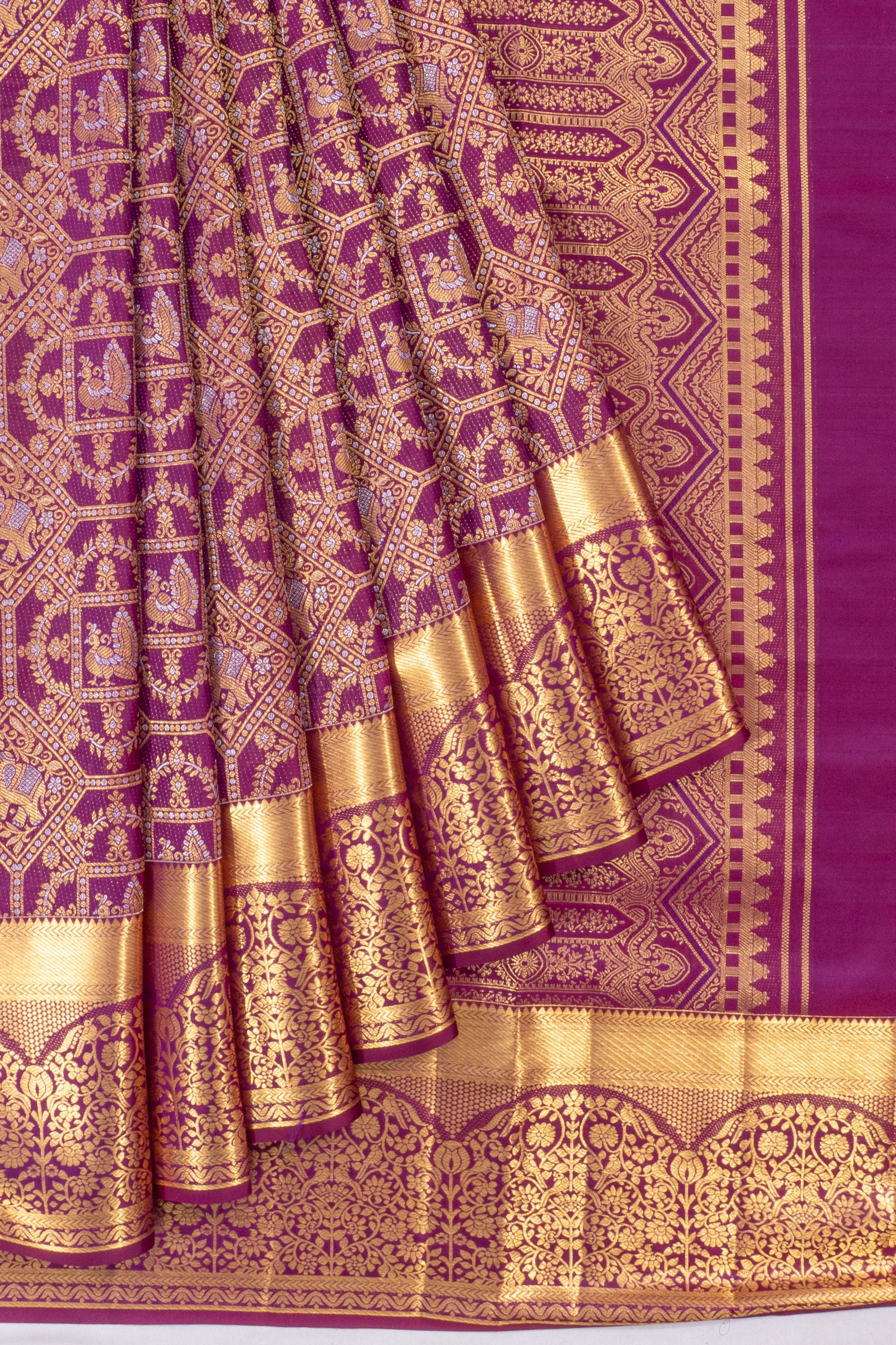 Kanchipuram Silk Brocade Purple Saree