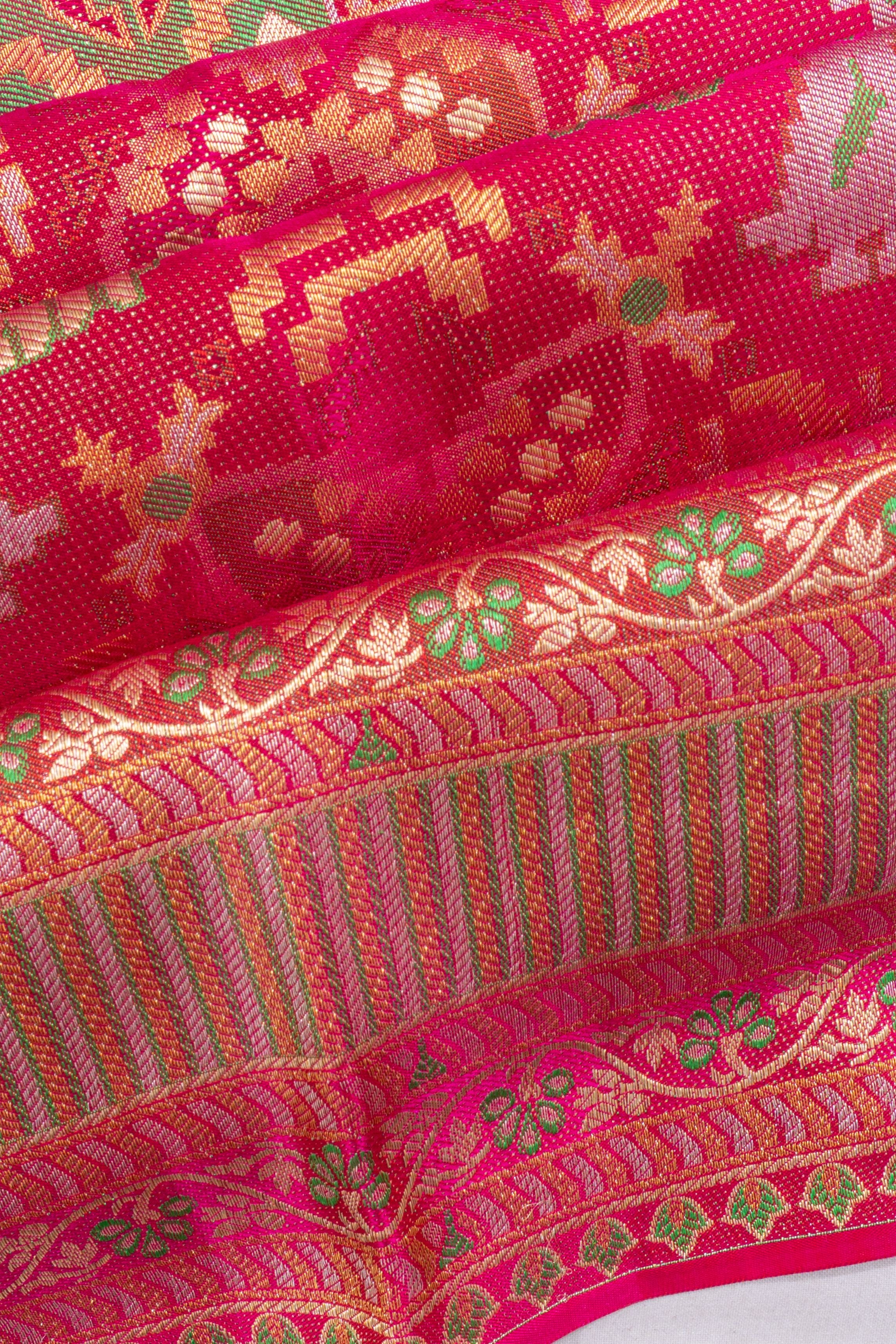 Kanchipuram Silk Brocade Pink Saree