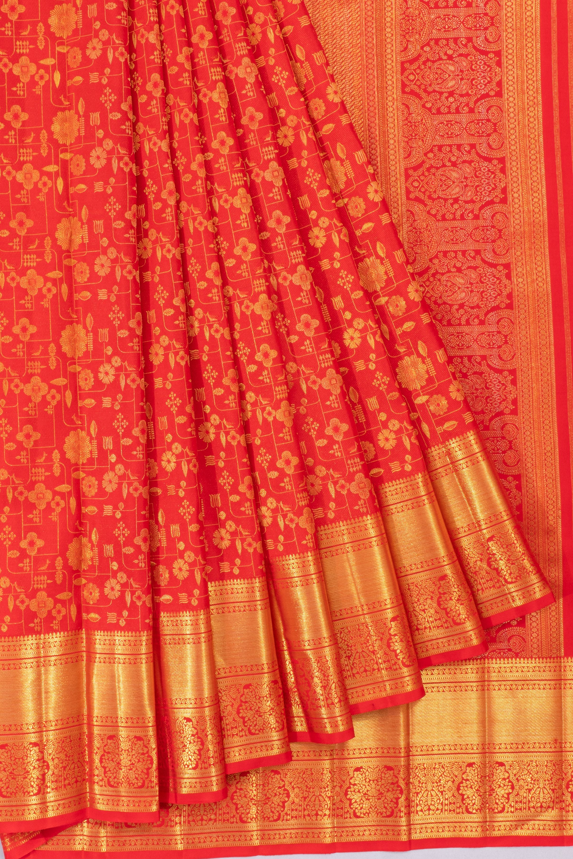 Kanchipuram Silk Brocade Red Saree