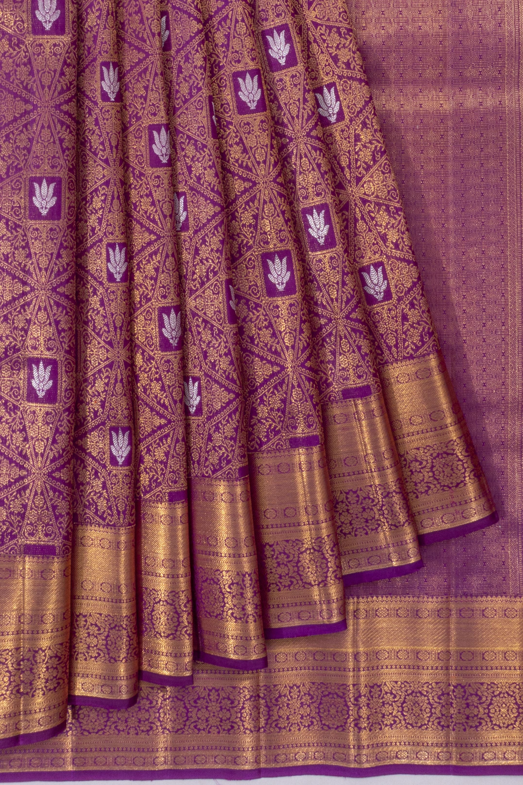 Kanchipuram Silk Brocade Purple Saree